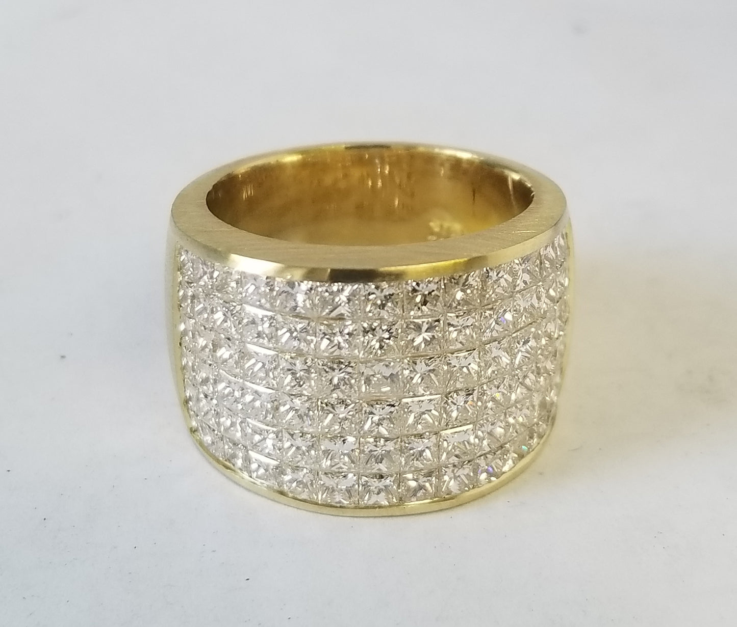 6Row Diamond Invisible Set Women's Ring/18K gold Women's Diamond Ring/Natural Princess Cut Diamond Big Ring/Anniversary gift