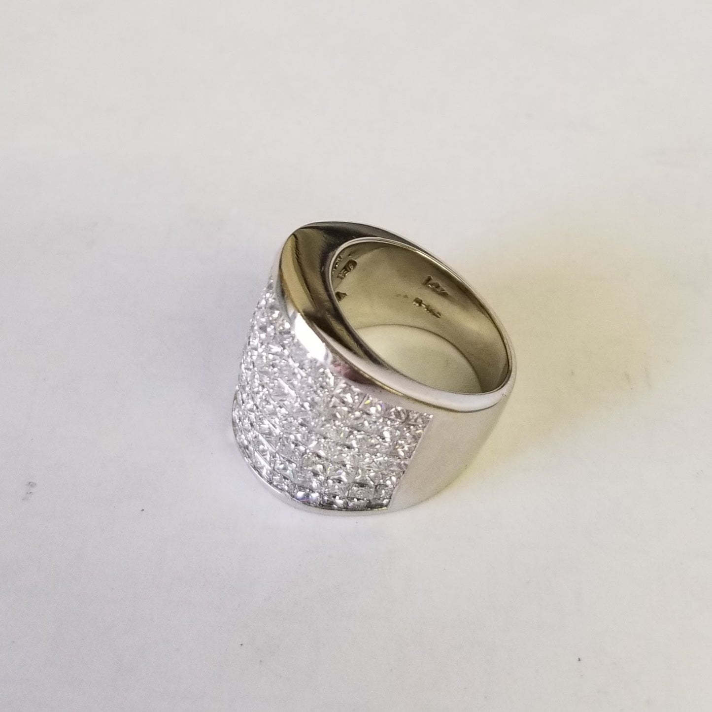 7Row Diamond Invisible Set Women's Ring/Natural Princess Cut Diamond Big Ring/14K 18K gold Width 20mm Women's Diamond Ring/Anniversary gift