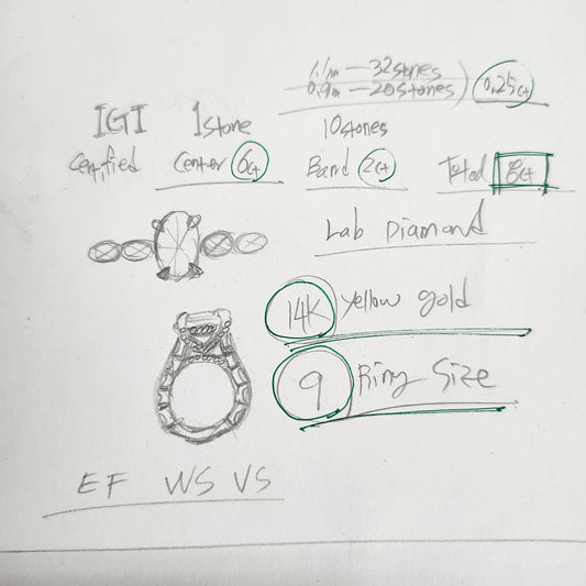Sean's handmade custom order ( Oval Engagement Ring )