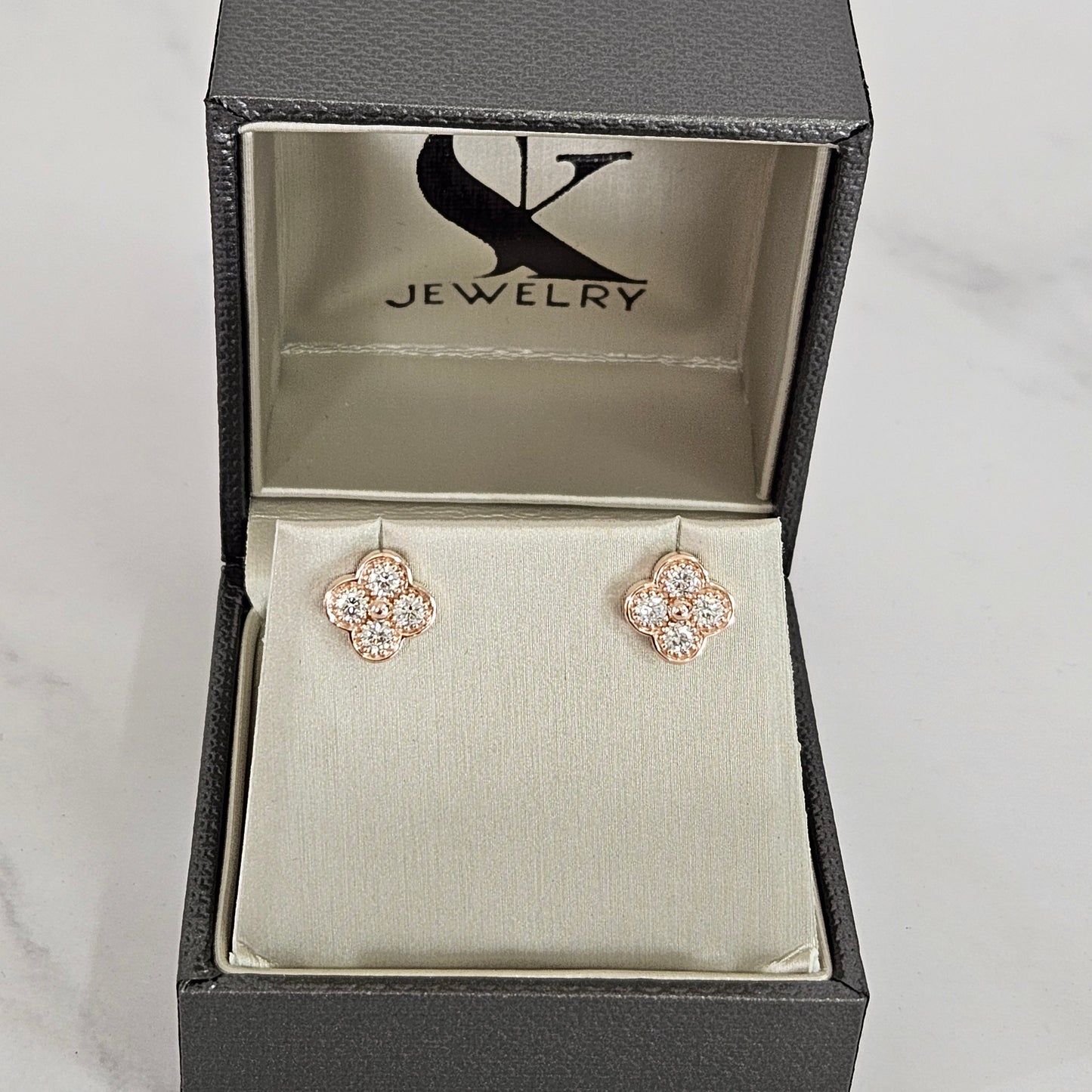 Diamond Clover Earrings/14K,18K gold 9.7mm Clover Classic Dainty Cluster Stud Earrings/Natural Diamond Stud Earring/Anniversary Gift