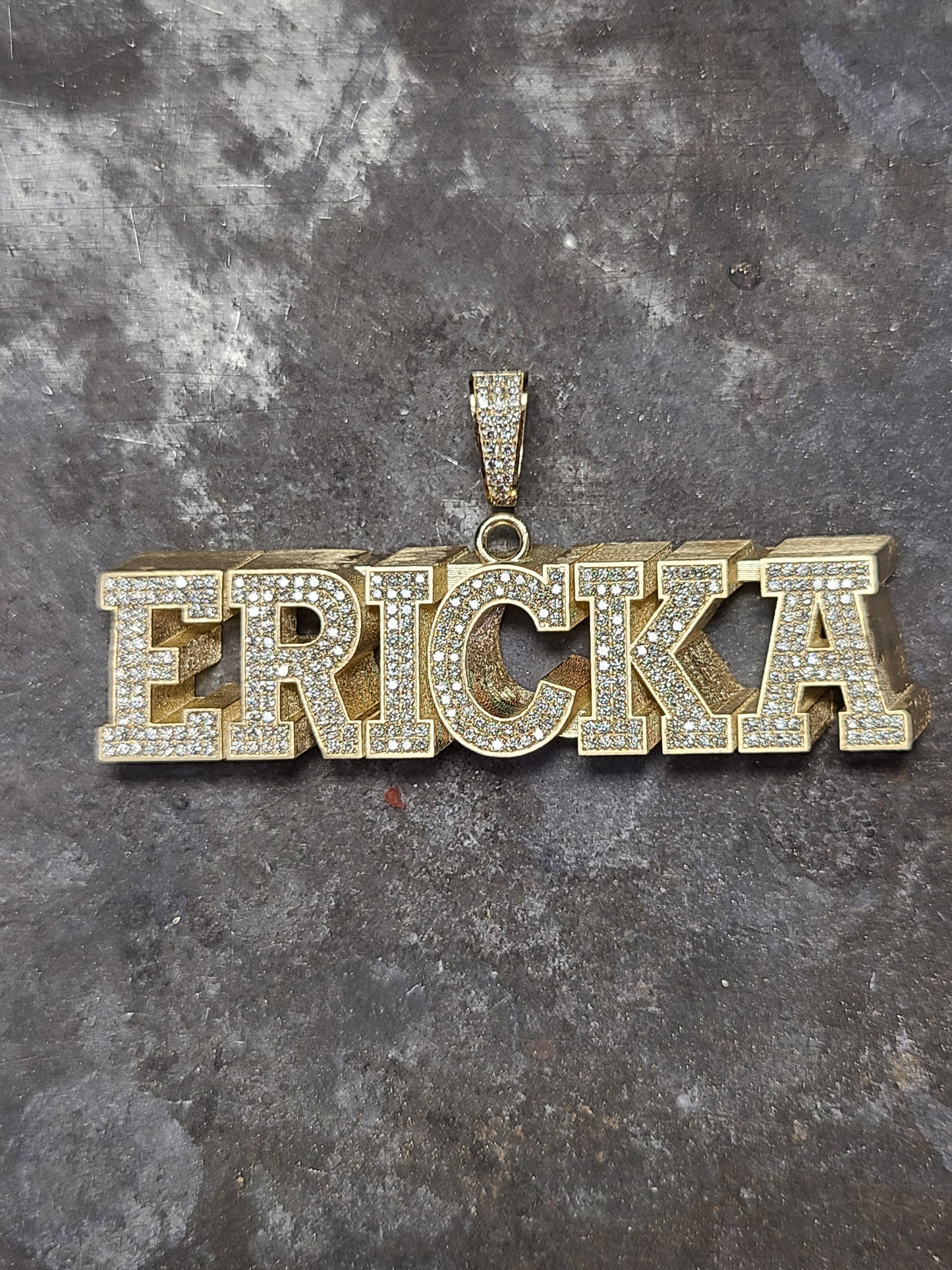 Handmade Natural Diamond Name Pendant Necklace: Custom 14K Gold Charm Pendant - Anniversary gift