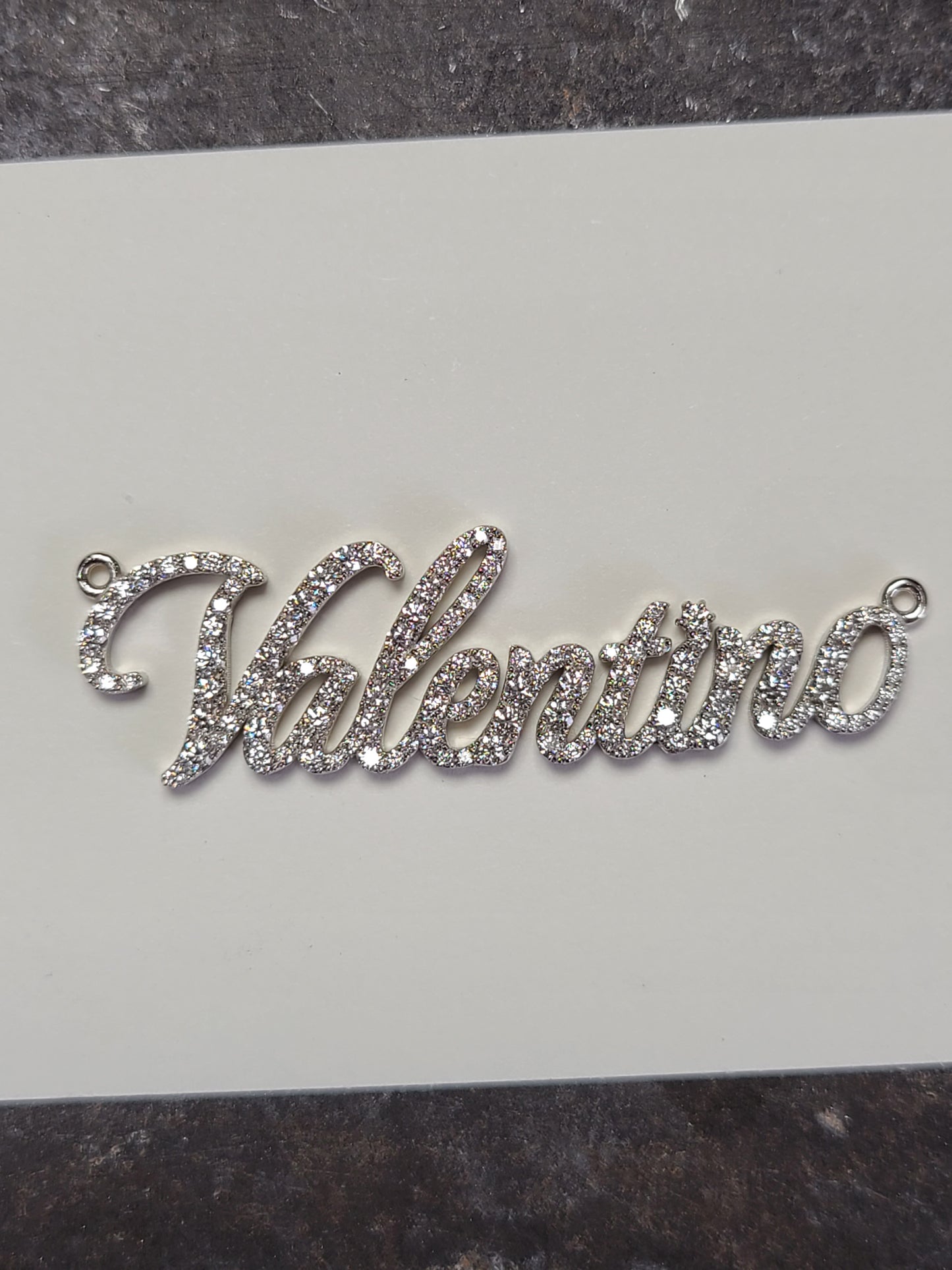 Handmade Natural Diamond Name Pendant Necklace: Custom 14K Gold Charm Pendant - Anniversary gift