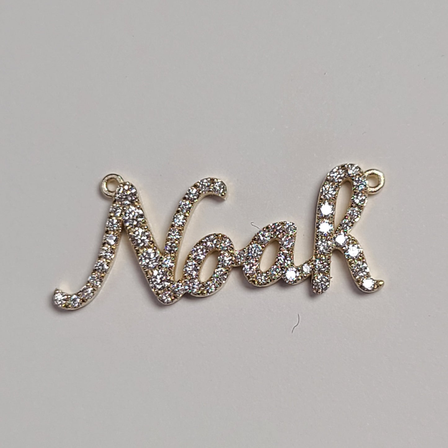 Handmade Natural Diamond Name Pendant Necklace: Custom 14K Gold Charm Pendant - Anniversary gift