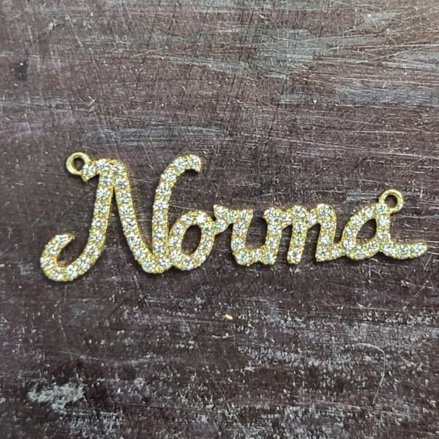 Handmade Natural Diamond Name Pendant Necklace: Custom 14K Gold Charm Pendant - Anniversary gift