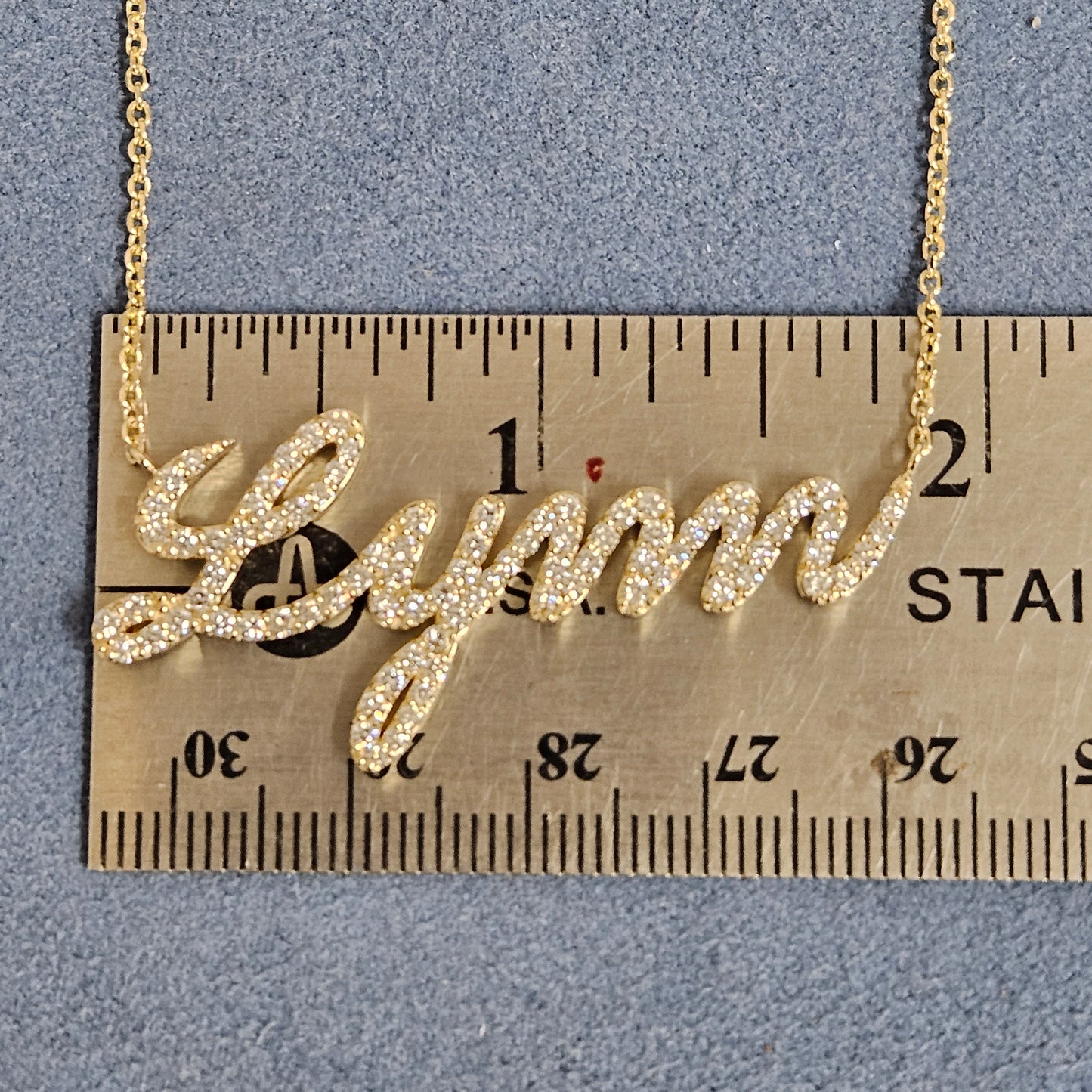 Handmade Natural Diamond Name Pendant Necklace: Custom 14K Gold Charm Pendant - Anniversary gift