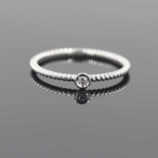 Single .03ct Diamond Wedding Ring/14K Gold Natural Diamond Wedding Ring: Dainty Twist Bezel Diamond Band - Anniversary gift (사본)