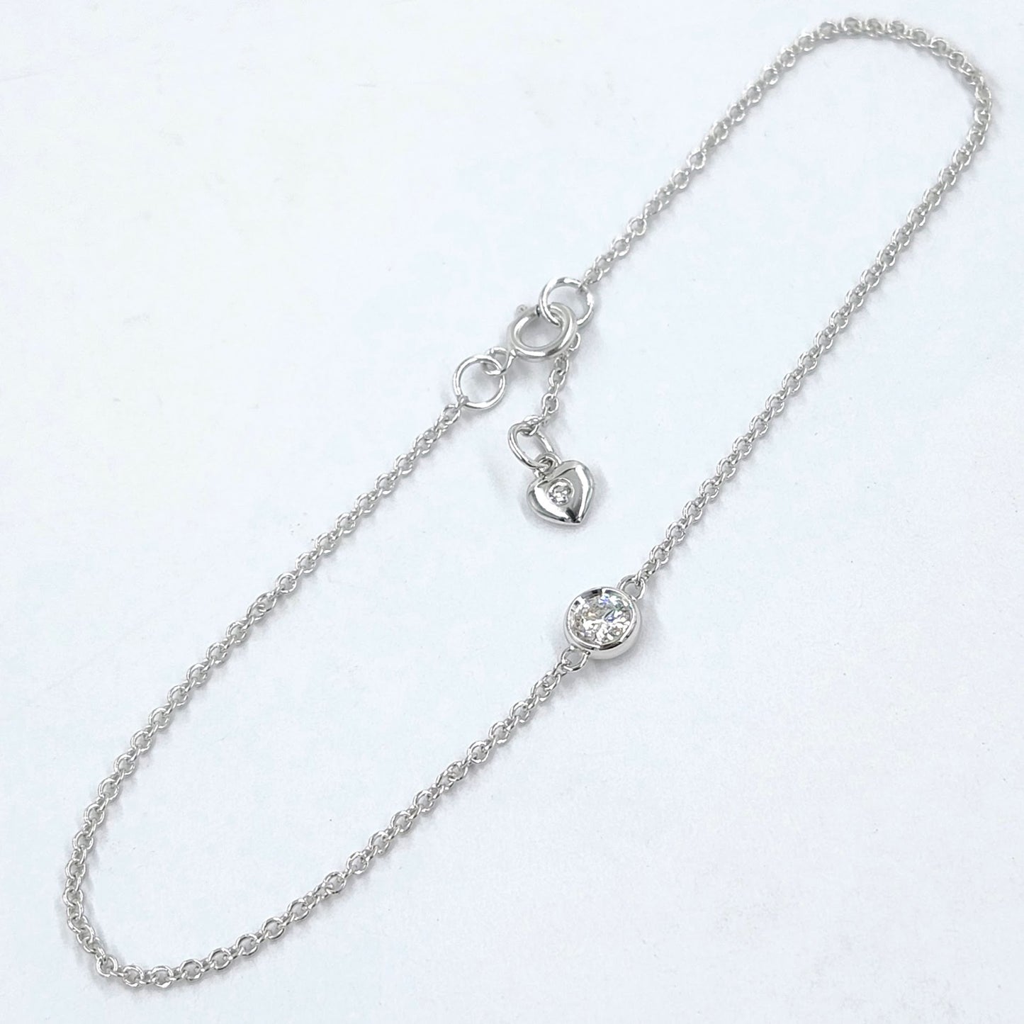 Diamond Bezel Set Solitaire Bracelet/Platinum,14K ,18K gold Bezel Natural Diamond Bracelet/Diamond Bracelet/Anniversary gift