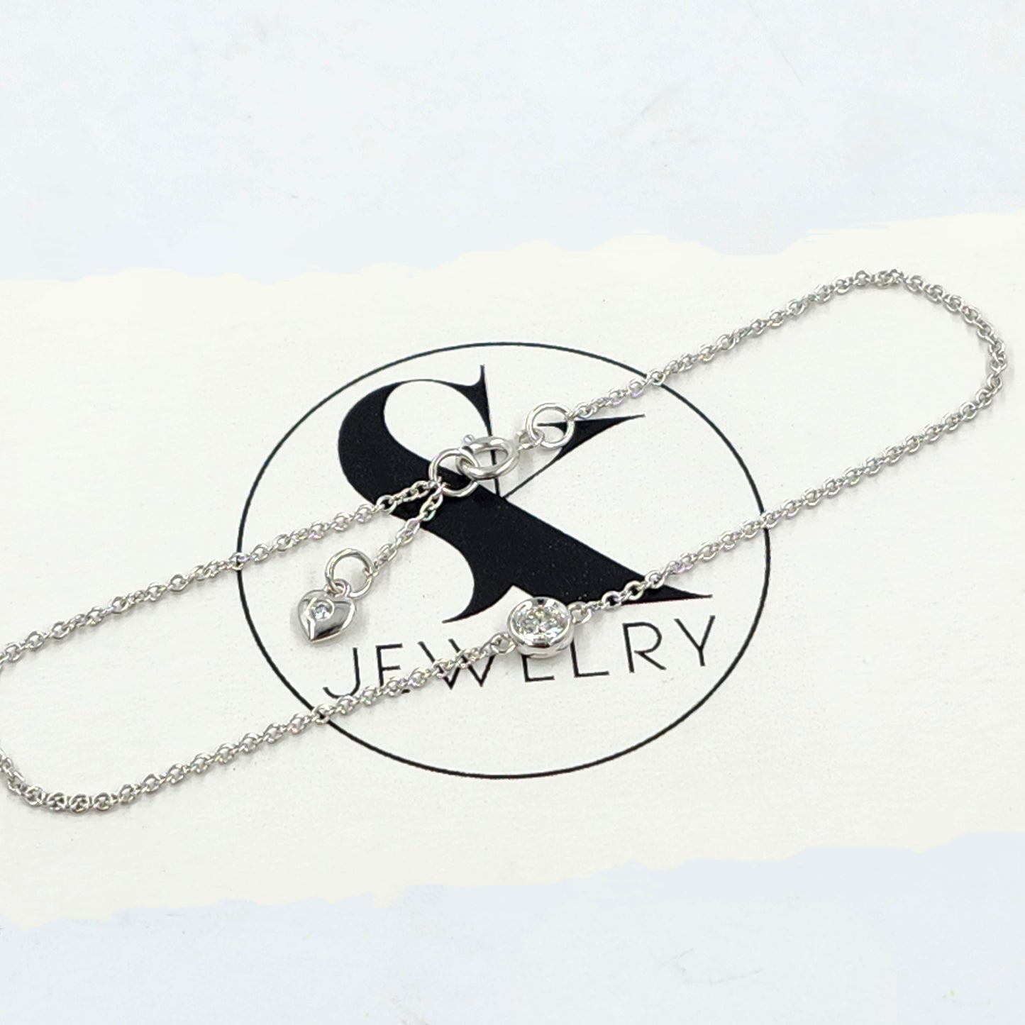 Diamond Bezel Set Solitaire Bracelet/Platinum,14K ,18K gold Bezel Natural Diamond Bracelet/Diamond Bracelet/Anniversary gift