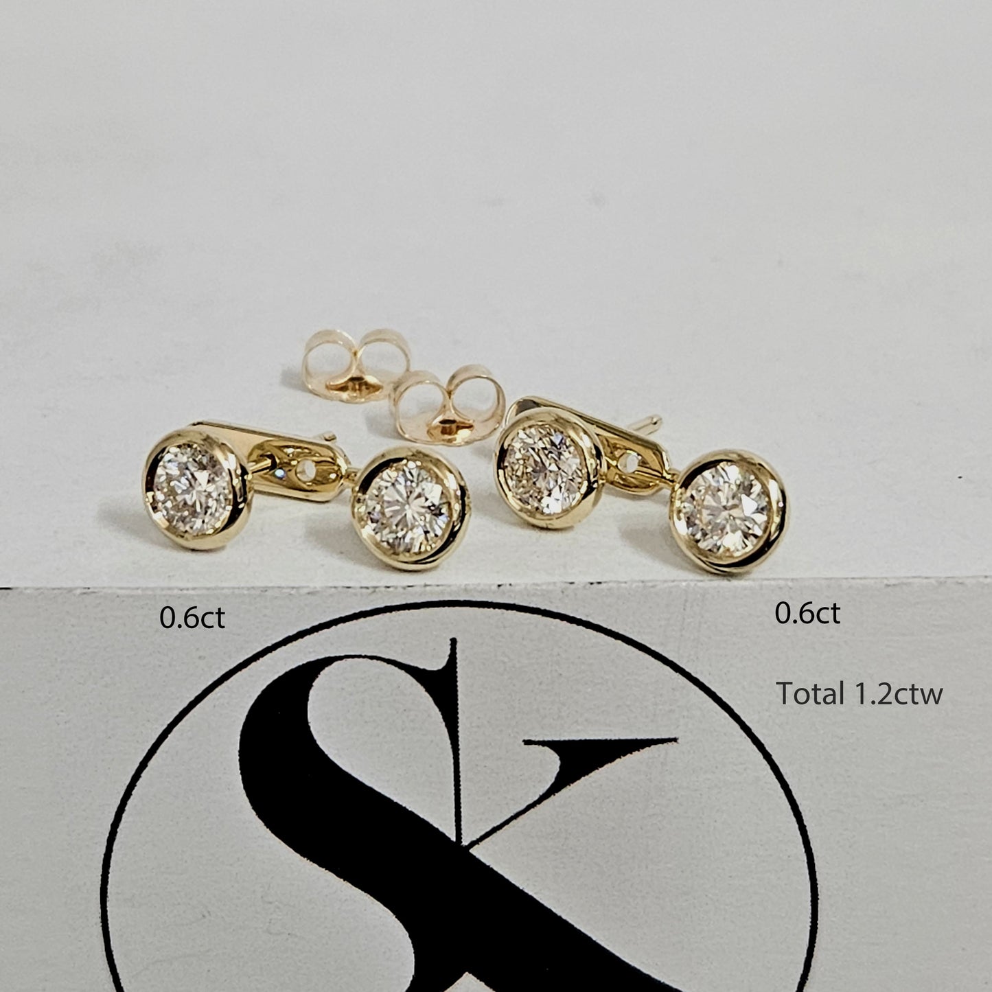 Diamond Jacket Earrings / Bezel Set Round Diamond Earrings / Ear Jacket Earrings / Diamond Earrings / Single or Pair Earrings/Gifts for her