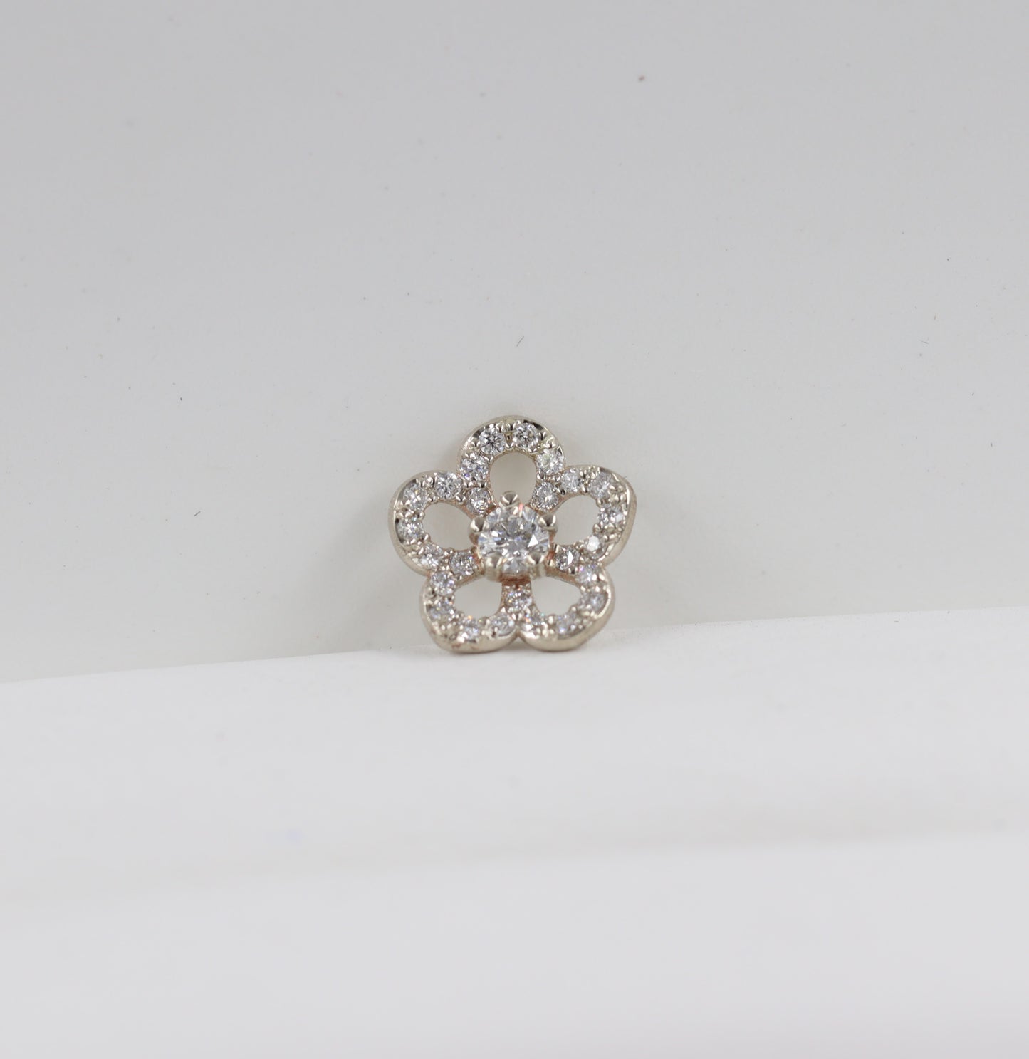 Diamond Rose Earrings/ Total 0.5ct Flower Push Back Earrings/14K gold Flower Screw Back Earrings/Anniversary gift