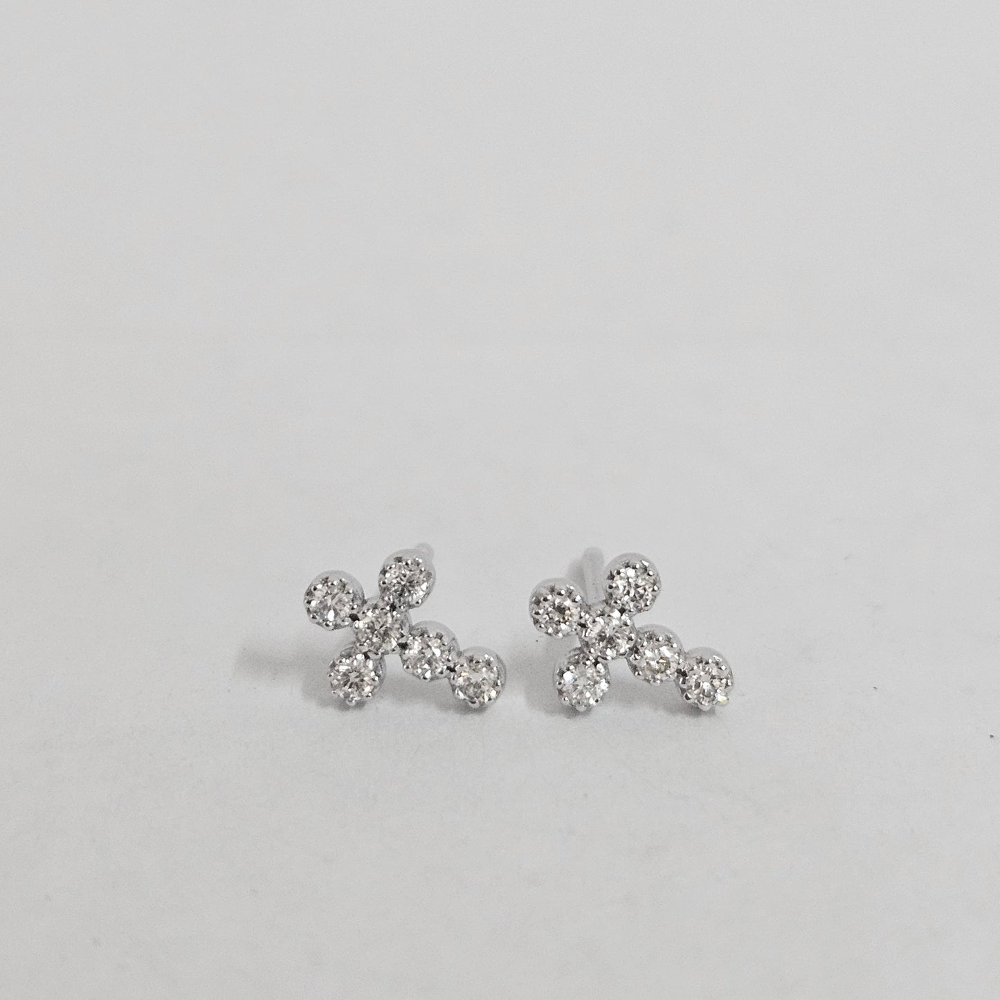 Diamond Small Cross Earrings/14k Diamond Cross Earring/ Dainty Earrings/ Tiny Cross Earring/ Diamond Cross Stud/ Gifts for her