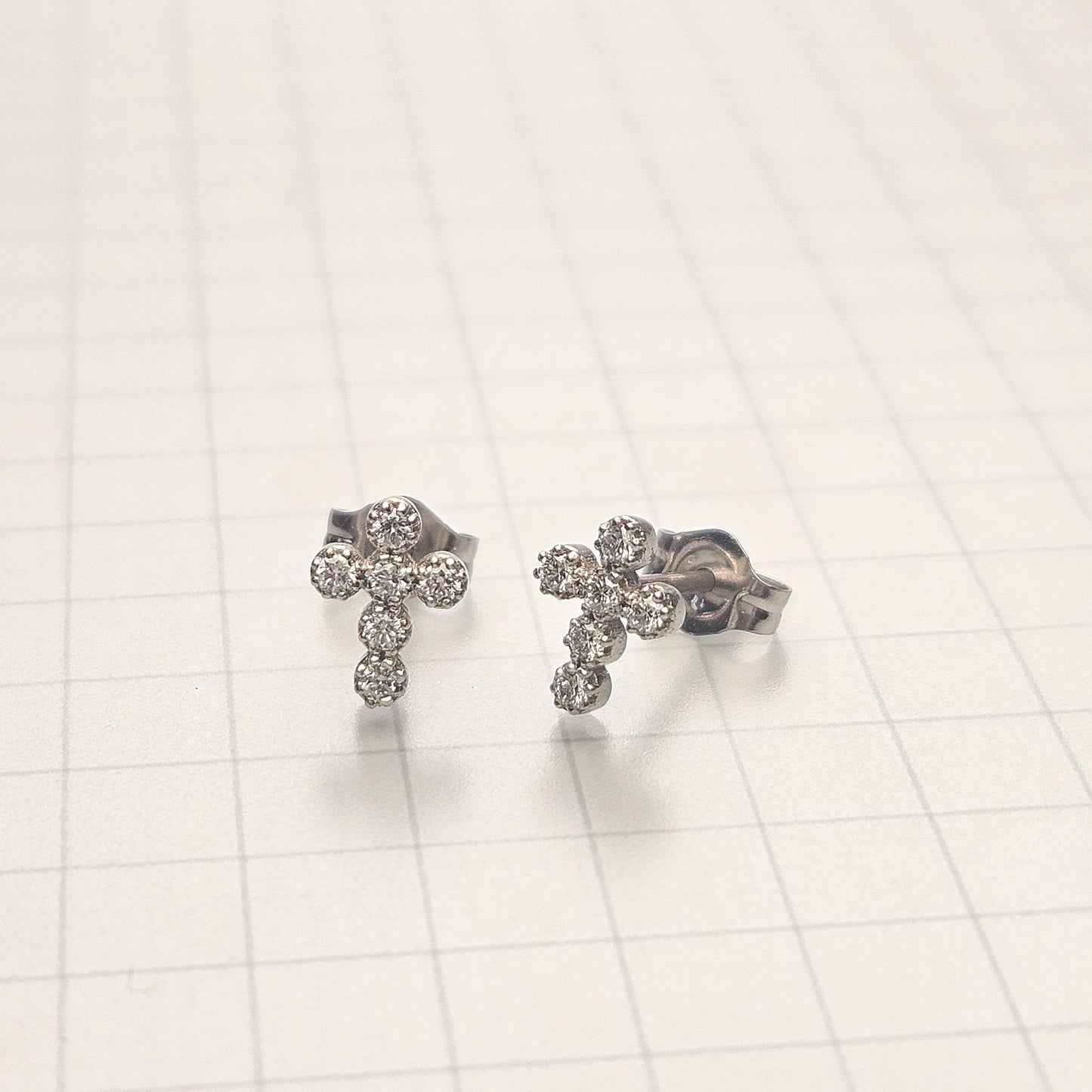 Diamond Small Cross Earrings/14k Diamond Cross Earring/ Dainty Earrings/ Tiny Cross Earring/ Diamond Cross Stud/ Gifts for her