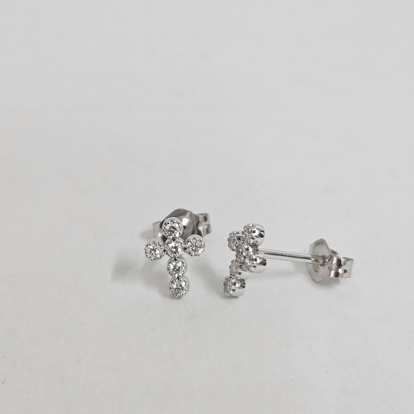 Diamond Small Cross Earrings/14k Diamond Cross Earring/ Dainty Earrings/ Tiny Cross Earring/ Diamond Cross Stud/ Gifts for her