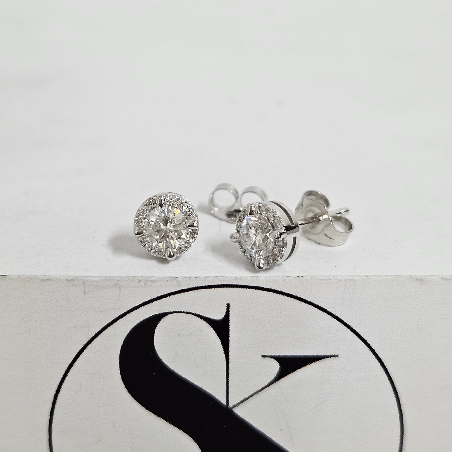 Diamond Stud Earrings/Round Halo Earrings/Natural Diamond Earrings/14K 18K Gold Diamond Women's & Men's Stud Earrings/Anniversary gift