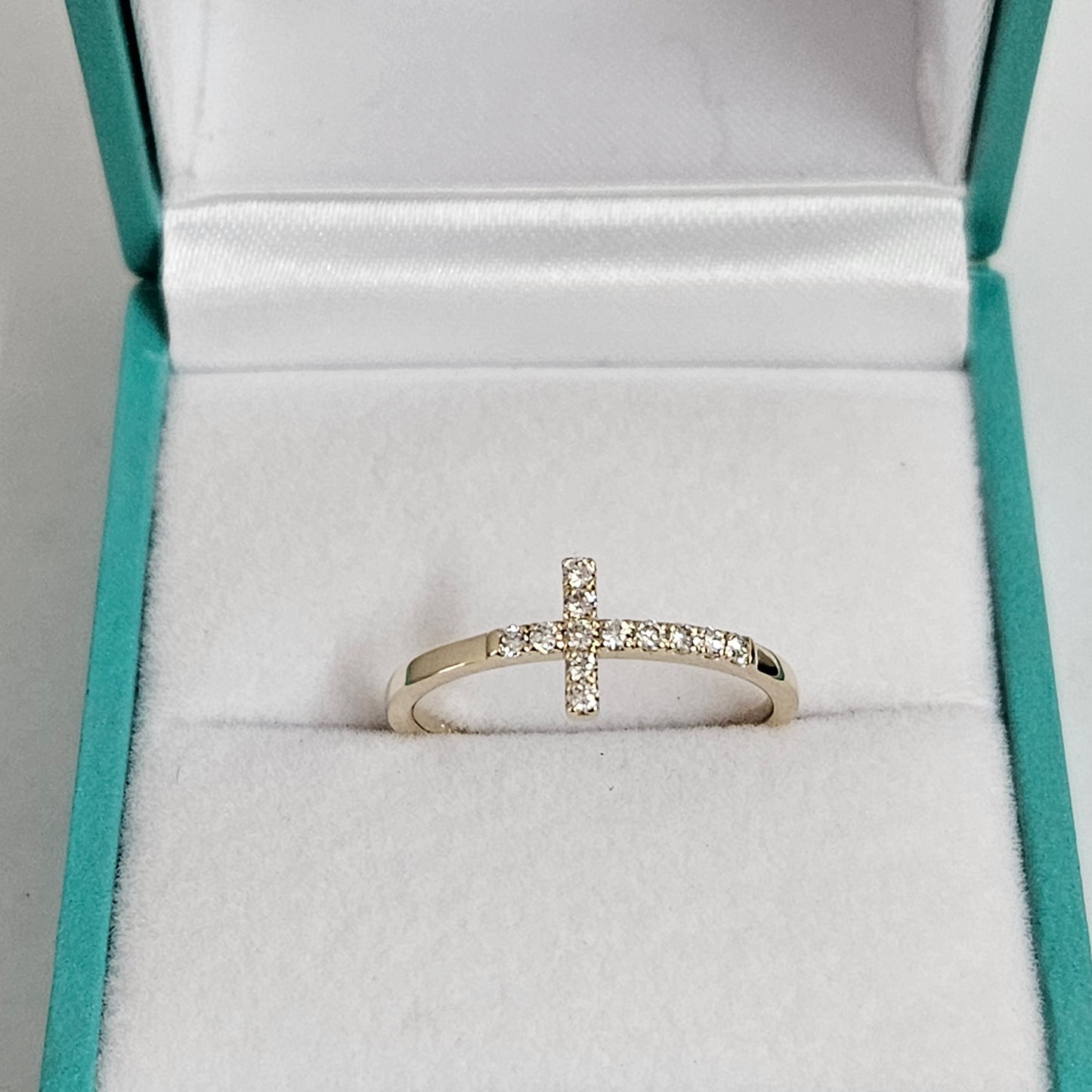 Diamond cross ring/14K Gold  Natural Diamond Ring / Cross Wedding Ring / Christian Diamond  Ring / Religious Ring / Gift for her
