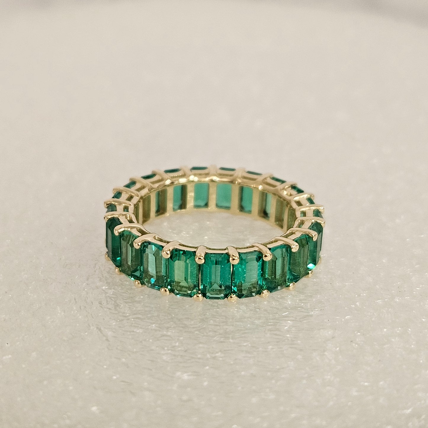 Emerald Cut Lab Emerald Band/Full Eternity Wedding Ring/Stackable  Emerald Band/Anniversary ring