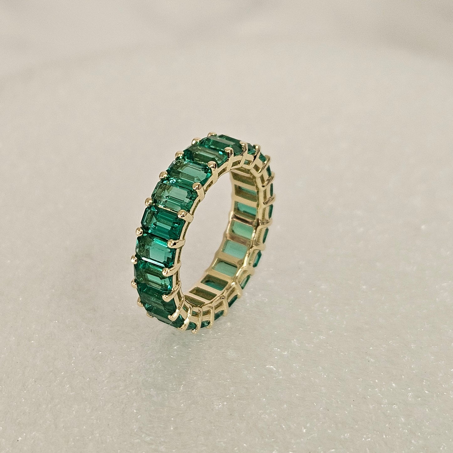 Emerald Cut Lab Emerald Band/Full Eternity Wedding Ring/Stackable  Emerald Band/Anniversary ring