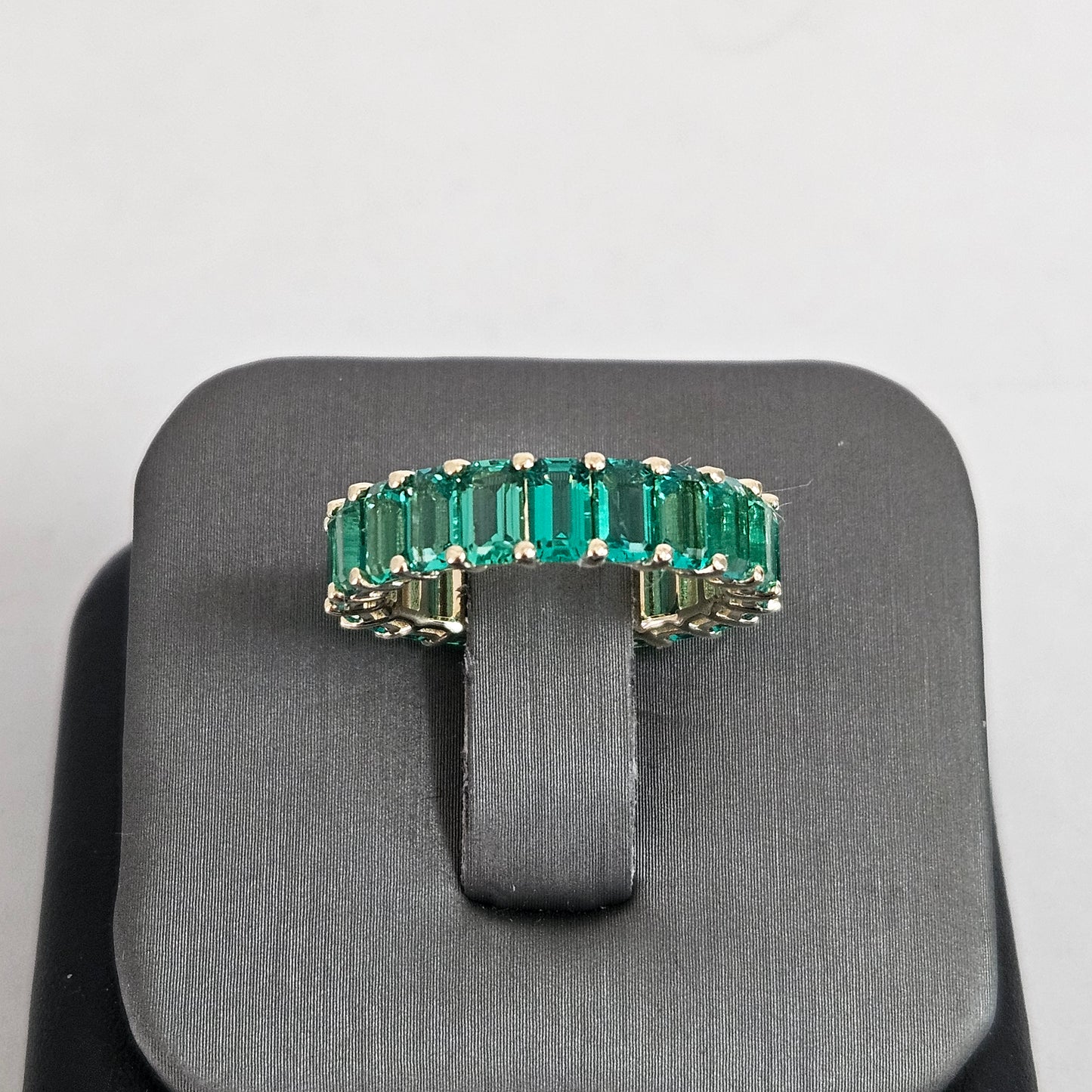 Emerald Cut Lab Emerald Band/Full Eternity Wedding Ring/Stackable  Emerald Band/Anniversary ring