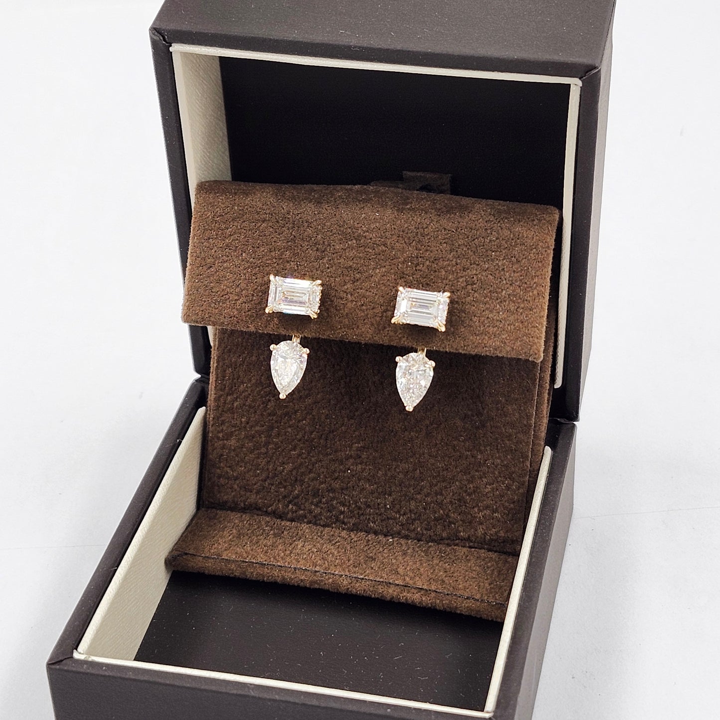 Emerald Cut Lab Grown Diamond Stud Earrings: 14k Gold Wedding Jewelry - Anniversary gift