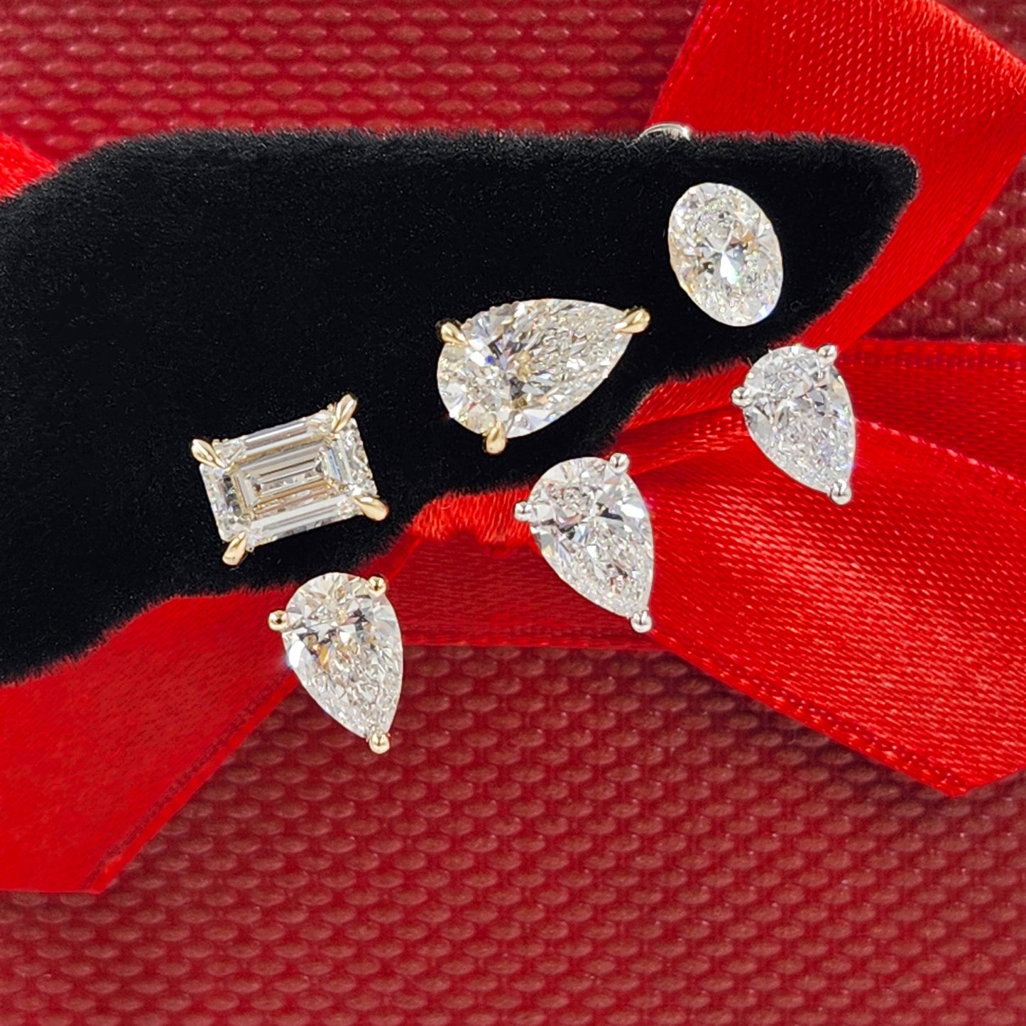 Pear Lab Diamond Jacket Earring/ Three Prong Diamond Jacket Earring/ Jacket earring only / Single or Pair Jacket Earring/ Anniversary gift