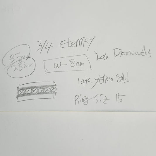 Sean's handmade custom order ( 3/4 Eternity Diamond Wedding Ring )