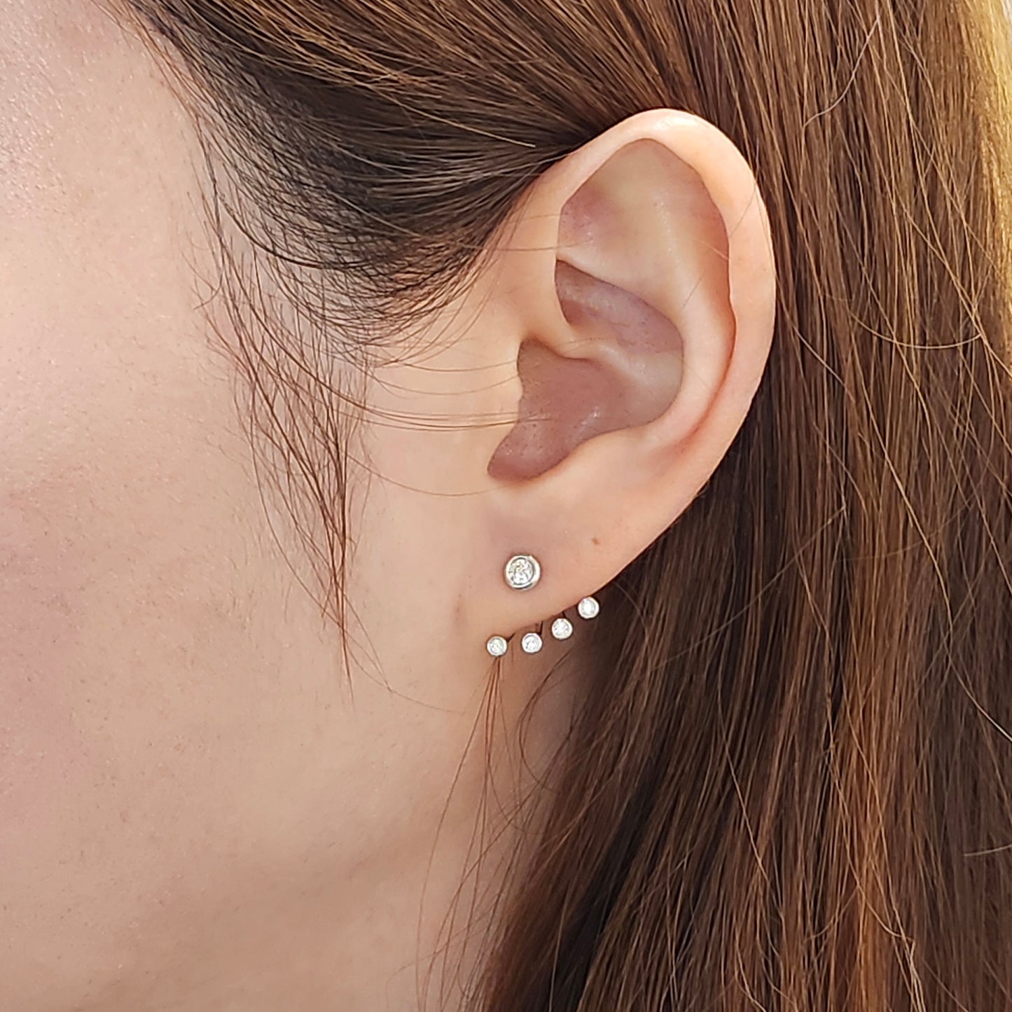 Five Diamond Bezel Set Jacket earrings and Stud Earrings/Natural Diamond Jacket & Stud Earrings Single or Pair Earrings/anniversary gift