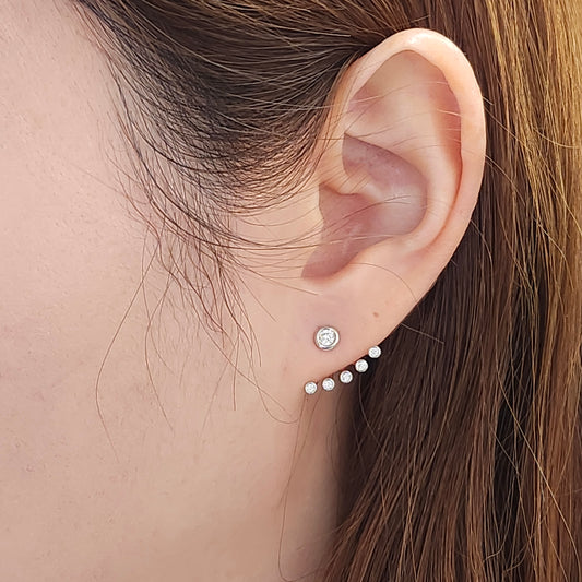 Five Natural Diamond Jacket Earring/14K gold Bezel Set Diamond Earrings/Diamond Jacket Single or Pair Earrings/Anniversary Gift