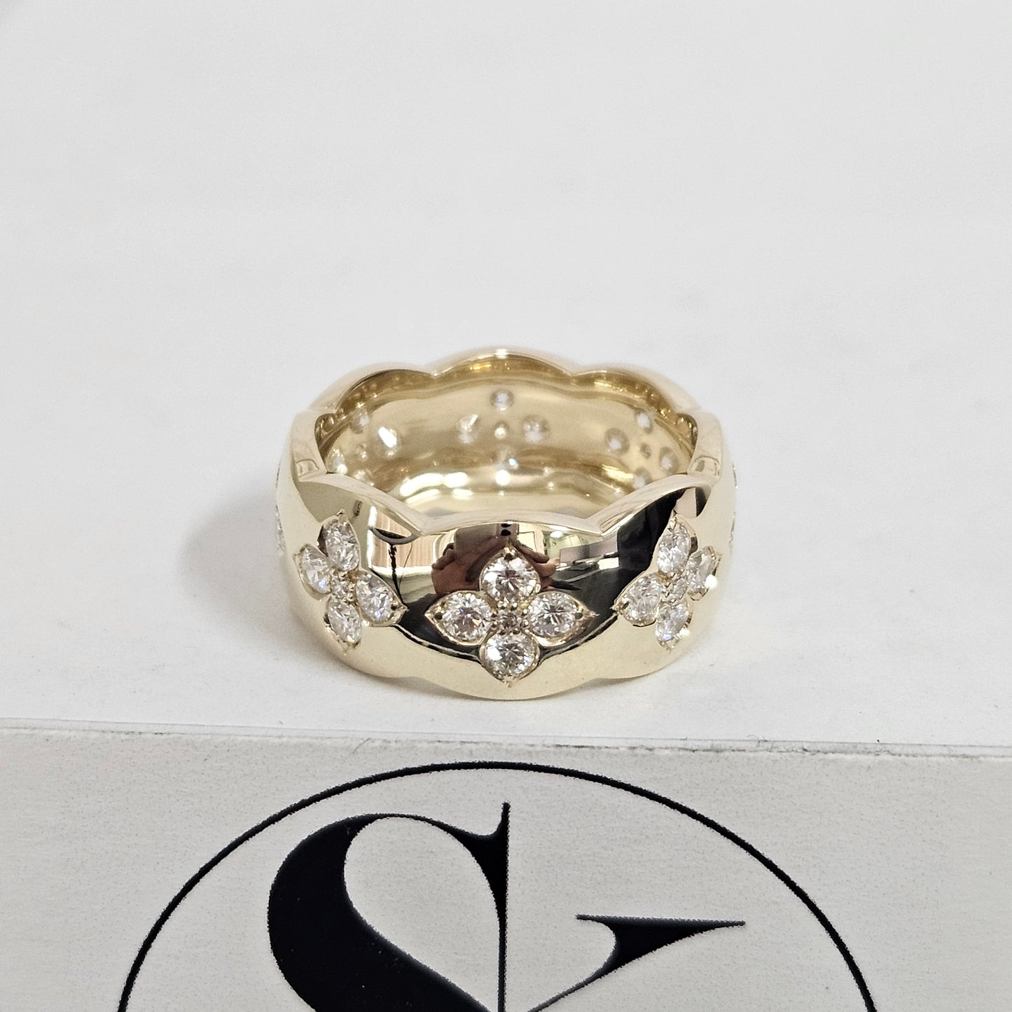 Flower Full Diamond Band / 4K,18K gold Diamond Eternity ring / Flower Natural Diamond Wedding Ring / Anniversary Ring / Gift for her