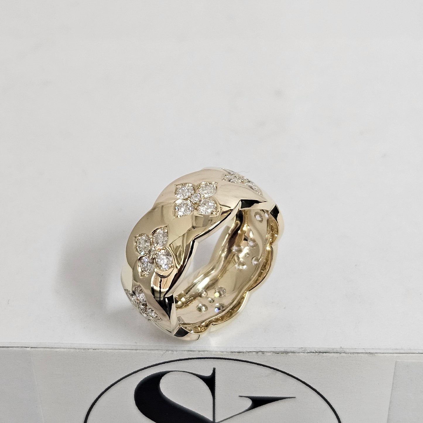 Flower Full Diamond Band / 4K,18K gold Diamond Eternity ring / Flower Natural Diamond Wedding Ring / Anniversary Ring / Gift for her