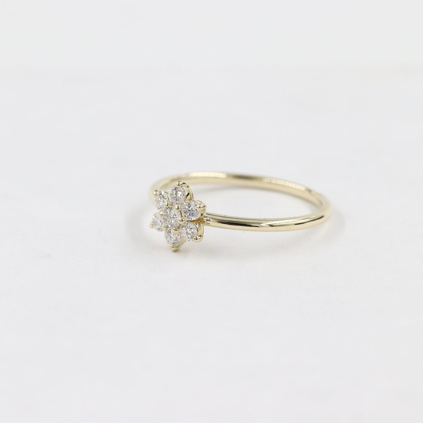 14K Gold Flower 0.12ct Diamond Anniversary Ring / Natural White Diamond / flower ring/ Unique Engagement Ring / Anniversary Ring / Girt for her