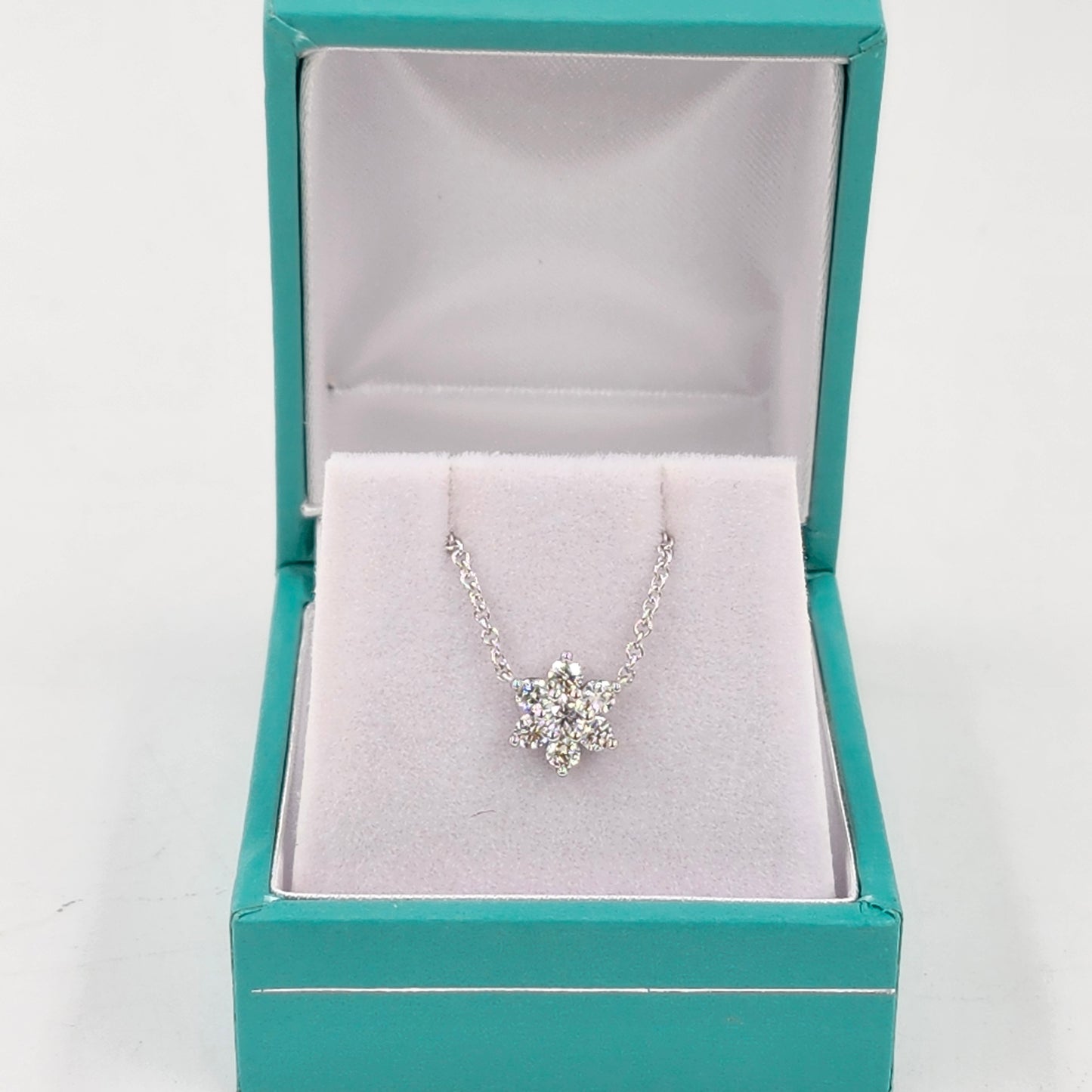 Natural Diamond Necklace/Flower 0.4ct Natural Diamond Pendant /14K Solid Gold Natural Diamond Snowflake Pendant - Anniversary gift