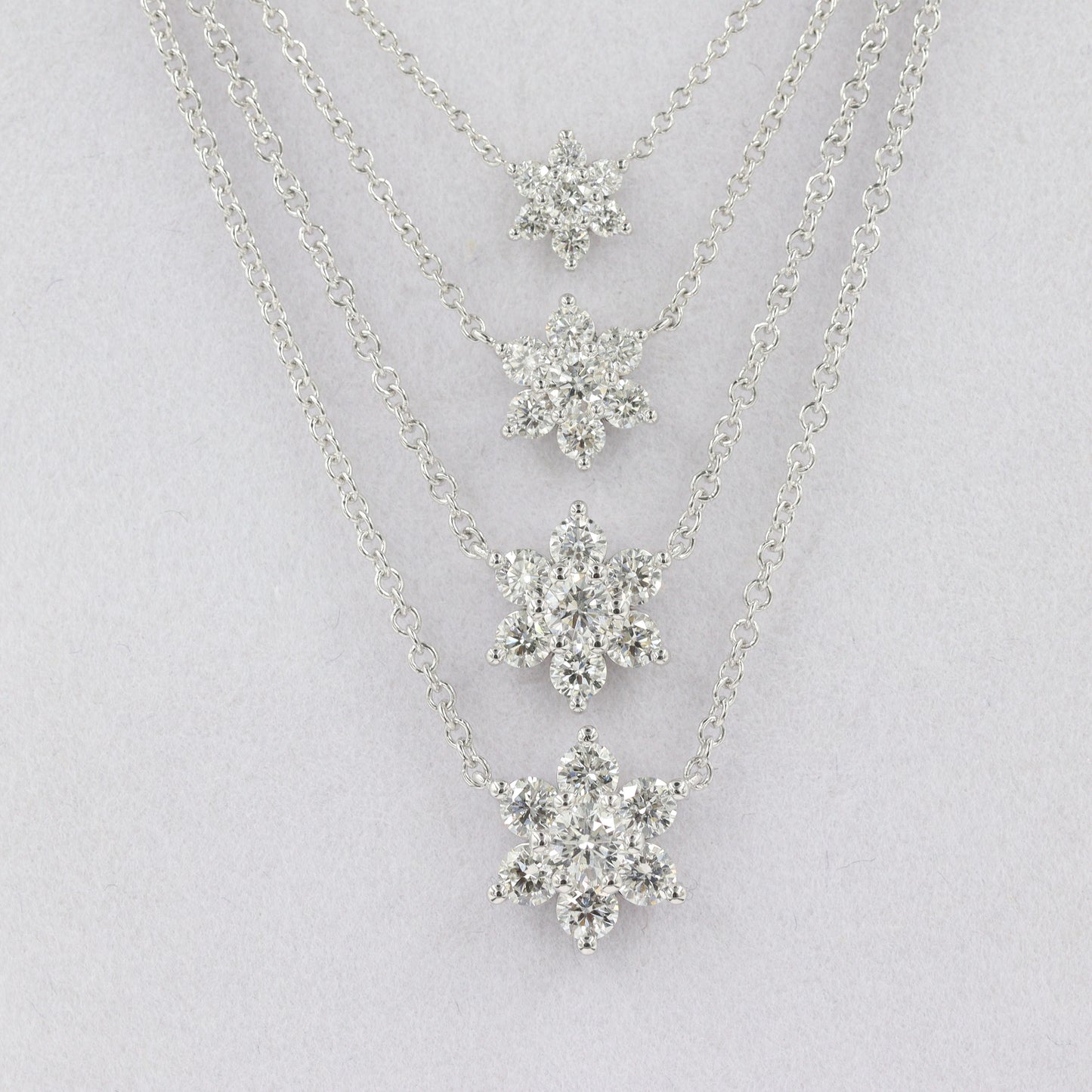 Natural Diamond Necklace/Flower 0.5ct Natural Diamond Pendant /14K Solid Gold Natural Diamond Snowflake Pendant - Anniversary gift