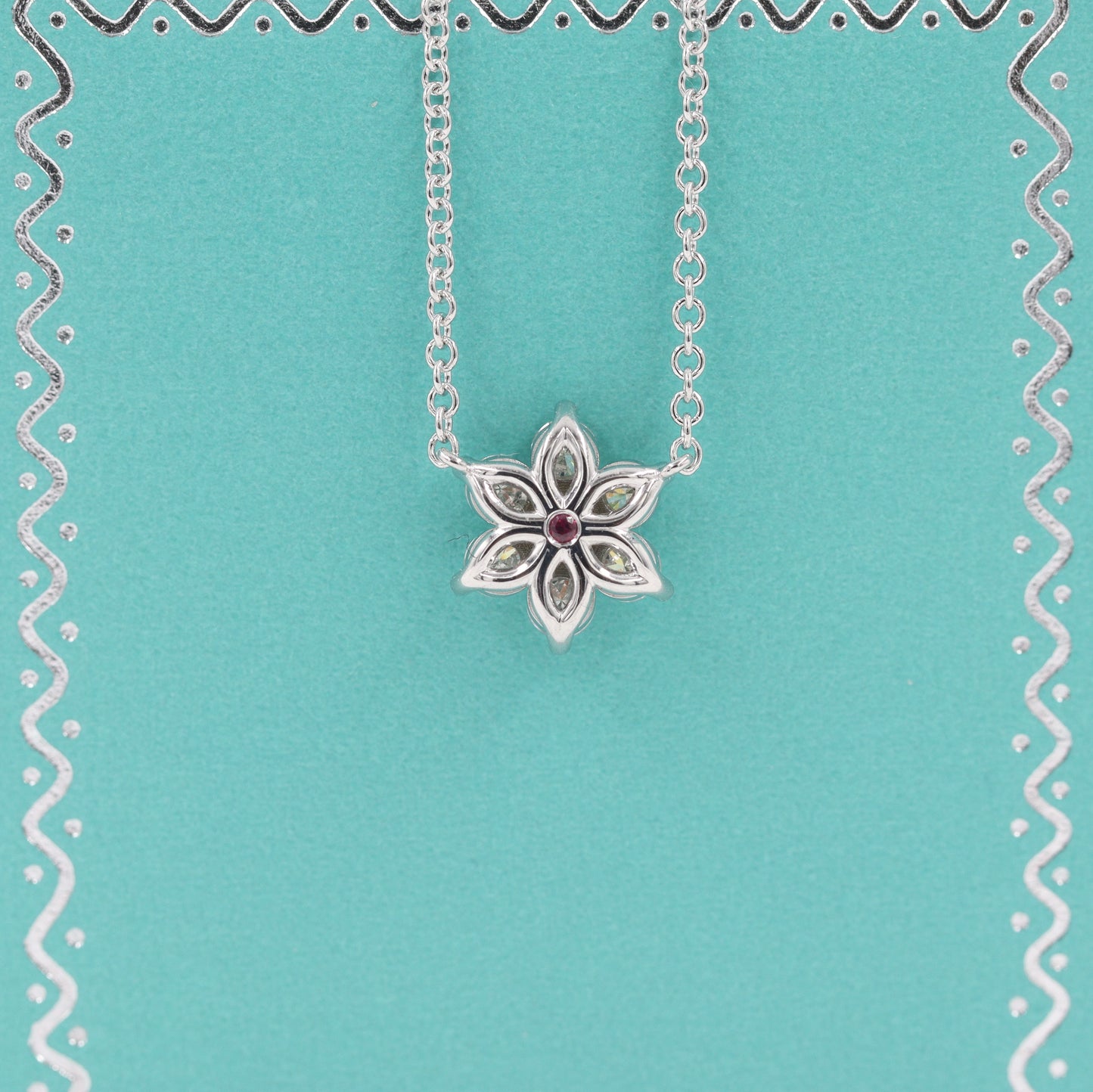 Natural Diamond Necklace/Flower 0.5ct Natural Diamond Pendant /14K Solid Gold Natural Diamond Snowflake Pendant - Anniversary gift