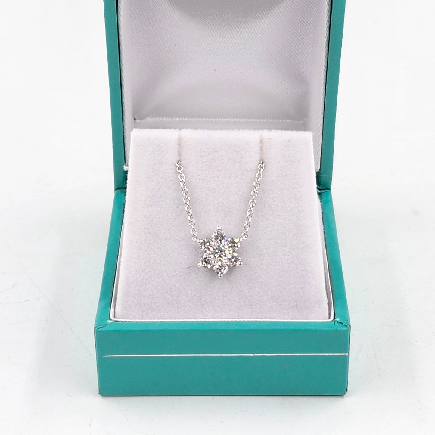 Natural Diamond Necklace/Flower 0.5ct Natural Diamond Pendant /14K Solid Gold Natural Diamond Snowflake Pendant - Anniversary gift