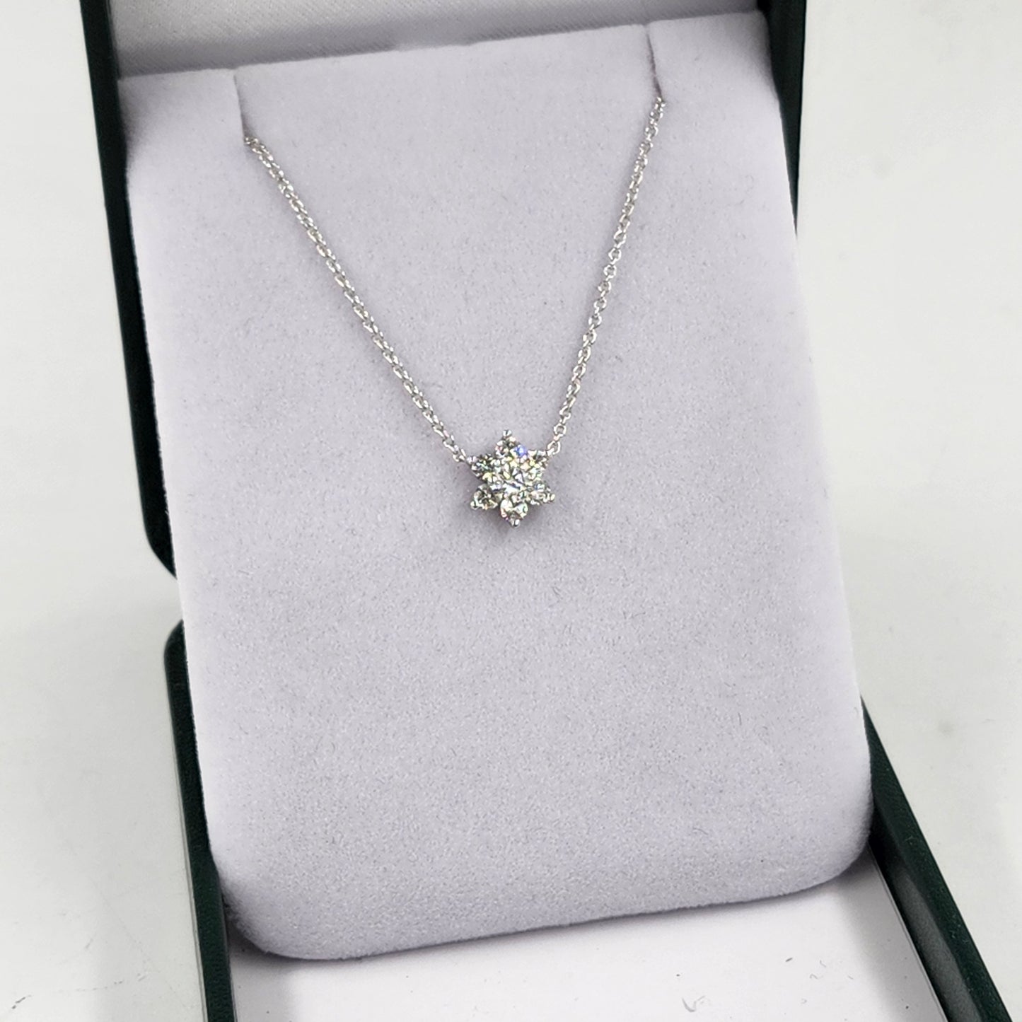 Natural Diamond Necklace/Flower 0.5ct Natural Diamond Pendant /14K Solid Gold Natural Diamond Snowflake Pendant - Anniversary gift