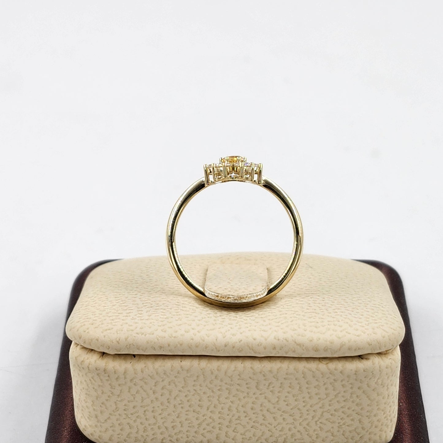 Flower Natural Diamond Ring: Natural Yellow Sapphire, 14K,18K Gold Anniversary Ring