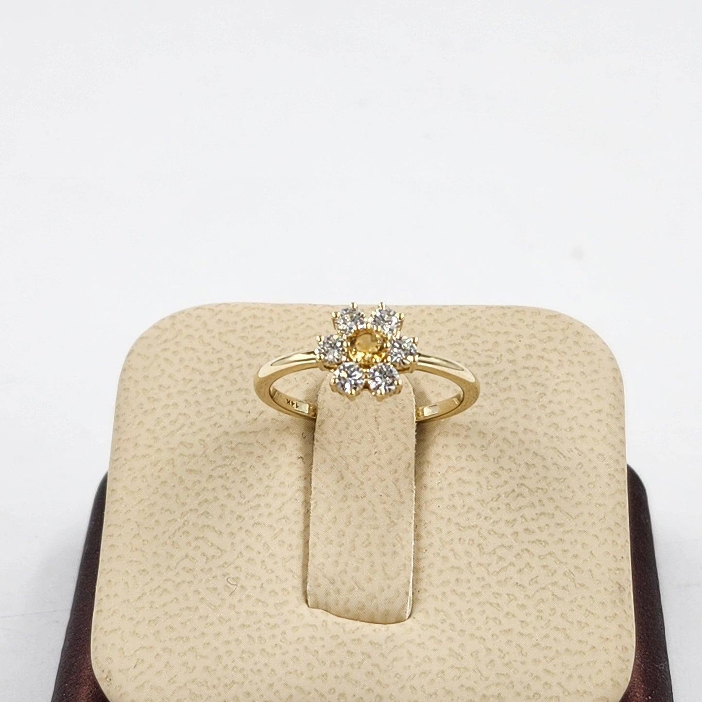 Flower Natural Diamond Ring: Natural Yellow Sapphire, 14K,18K Gold Anniversary Ring