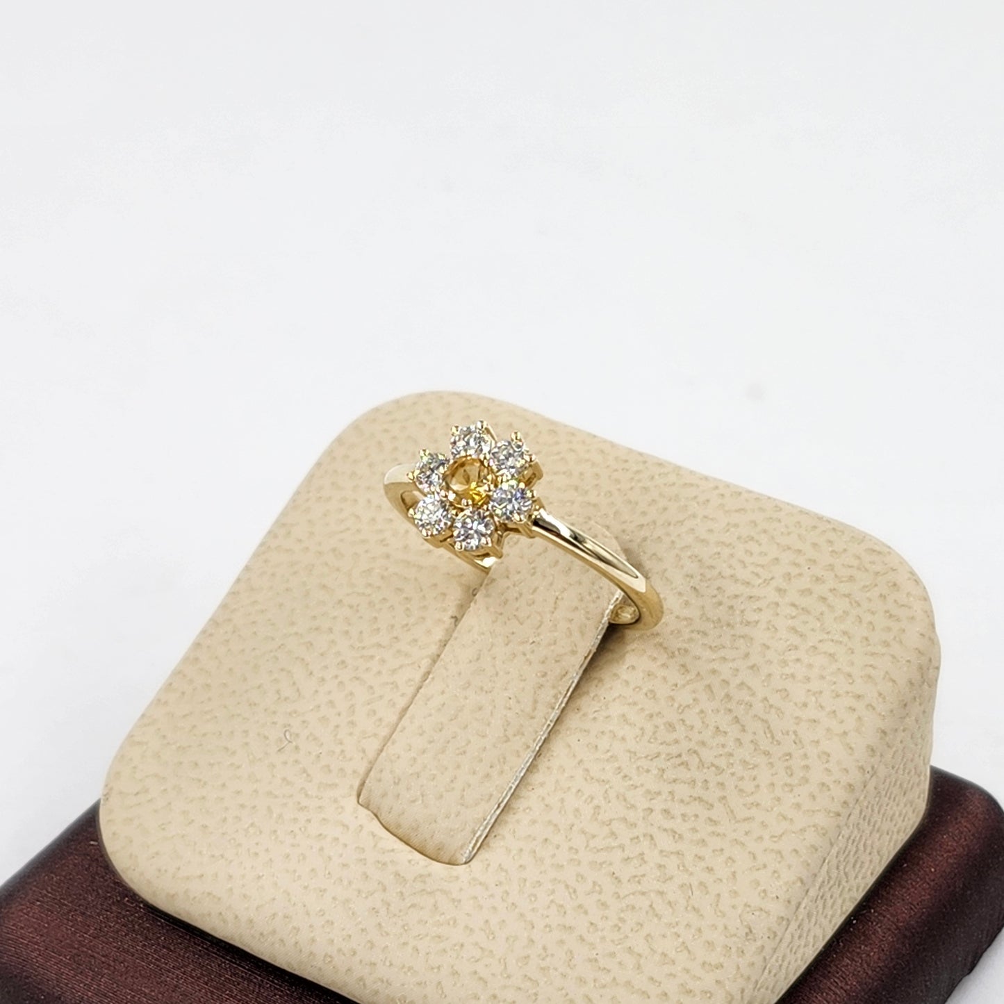 Flower Natural Diamond Ring: Natural Yellow Sapphire, 14K,18K Gold Anniversary Ring