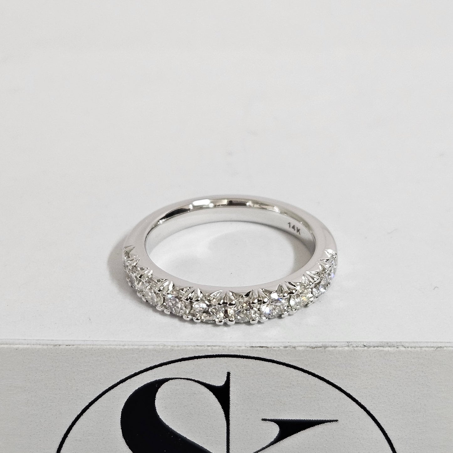 French Pave Half Eternity 1ct Diamond Wedding Band/Width 3.5mm Diamond Band/ Stackable Half Eternity Natural Diamond Ring/Anniversary Gift