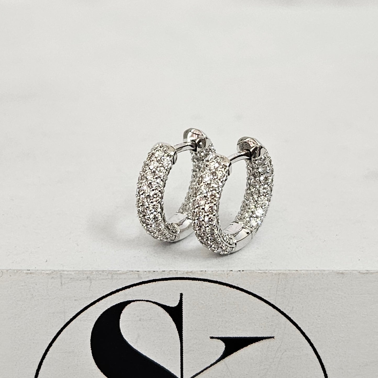 Full Diamond Hoop 1.7ct Dome Huggies/Men's & Women's Diamond Hoop Earrings/14K-18K Natural Diamond 14mm Hoop Earrings/Anniversary gift
