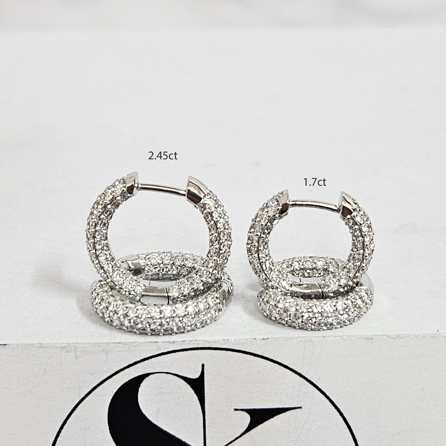 Full Diamond Hoop 1.7ct Dome Huggies/Men's & Women's Diamond Hoop Earrings/14K-18K Natural Diamond 13mm Hoop Earrings/Anniversary gift