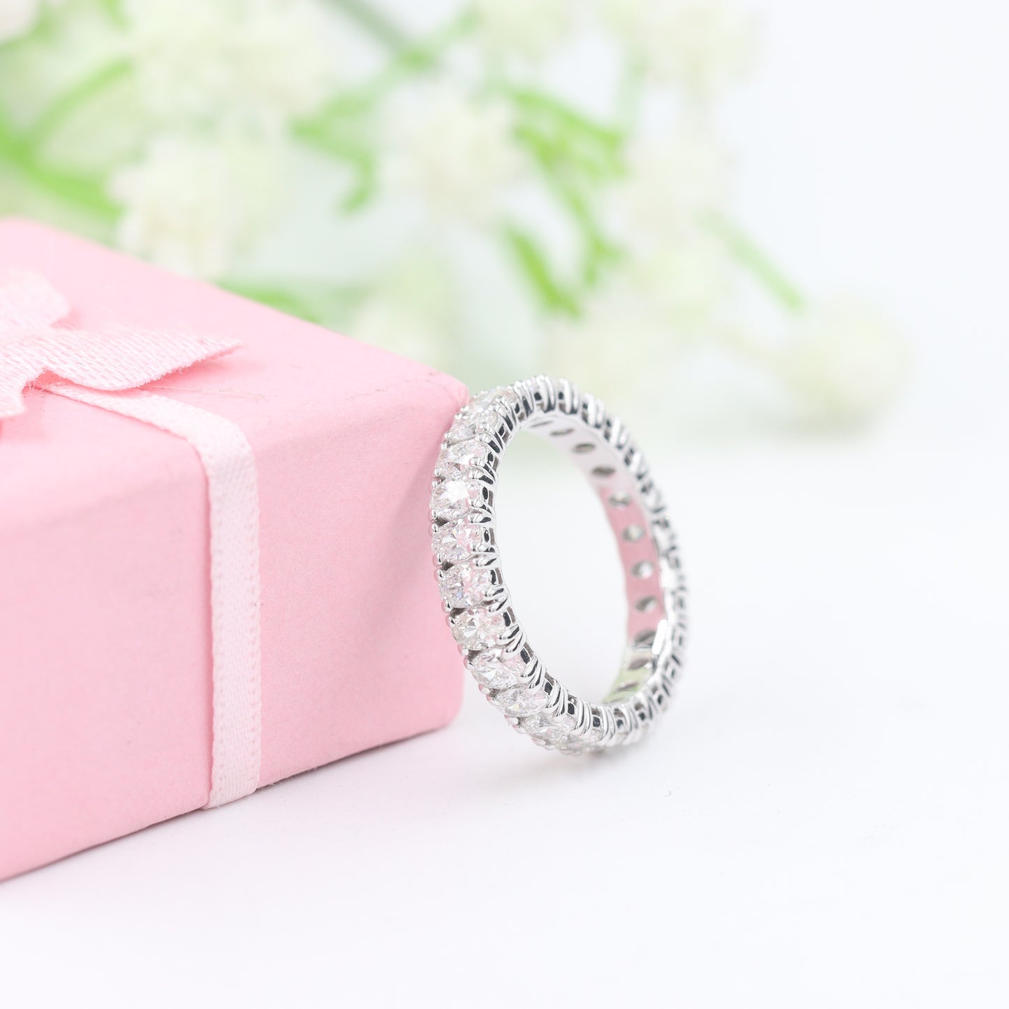 Full Eternity Oval Diamond Wedding Band/Stackable Eternity Oval Diamond Wedding Band/Eternity Wedding Band/Anniversary ring/Gift for her