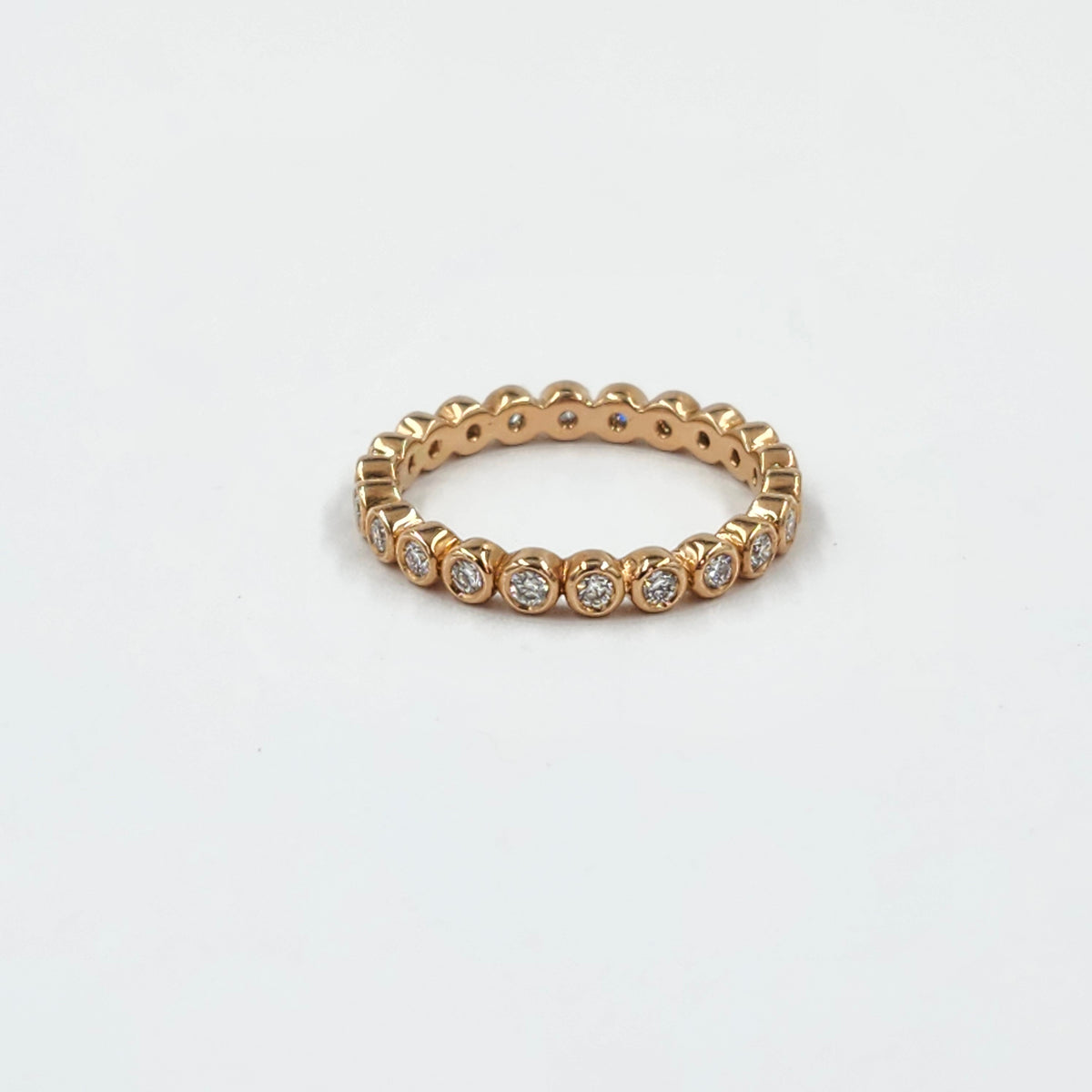 Handmade 14K Gold Full Eternity Natural Diamond Width 2.9mm Bezel Ring - Stackable Full Eternity Diamond Band-Anniversary Gift