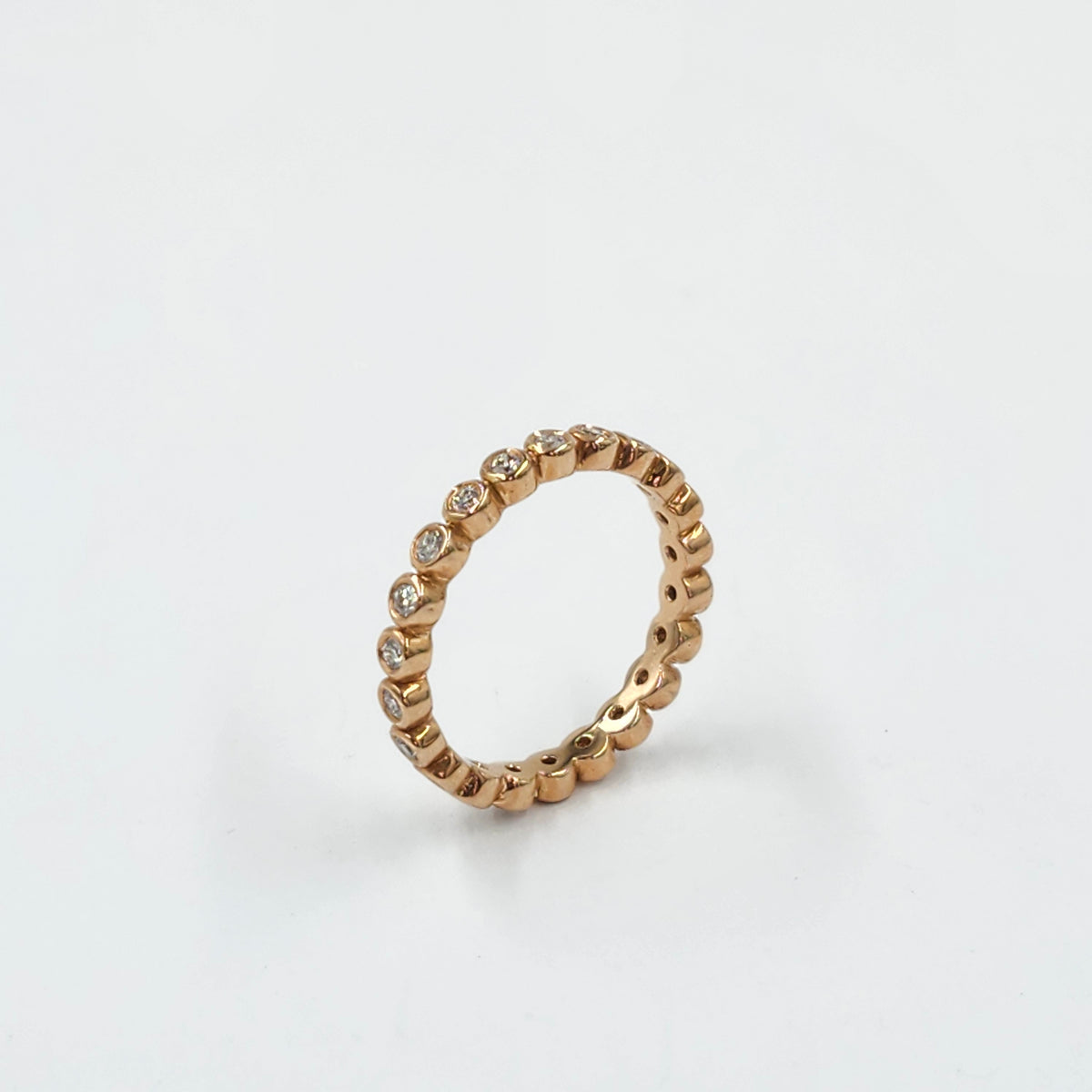 Handmade 14K Gold Full Eternity Natural Diamond Width 2.9mm Bezel Ring - Stackable Full Eternity Diamond Band-Anniversary Gift