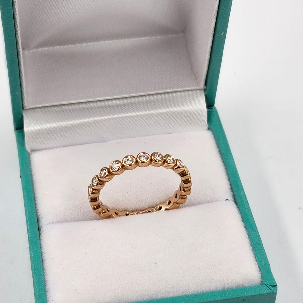 Handmade 14K Gold Full Eternity Natural Diamond Width 2.9mm Bezel Ring - Stackable Full Eternity Diamond Band-Anniversary Gift