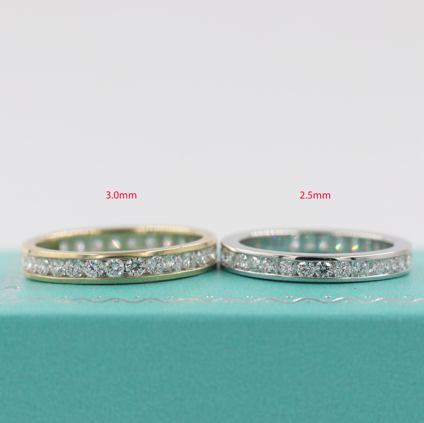 14k Gold Natural Diamond Wedding Band: Full Eternity Round Diamond Channel Set 3.0mm Ring - Anniversary gift