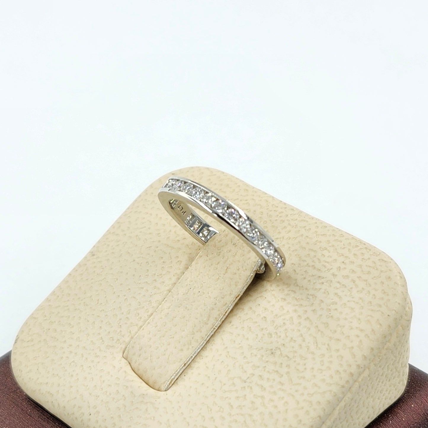 14k Gold Natural Diamond Wedding Band: Full Eternity Round Diamond Channel Set 2.5mm Ring - Anniversary gift