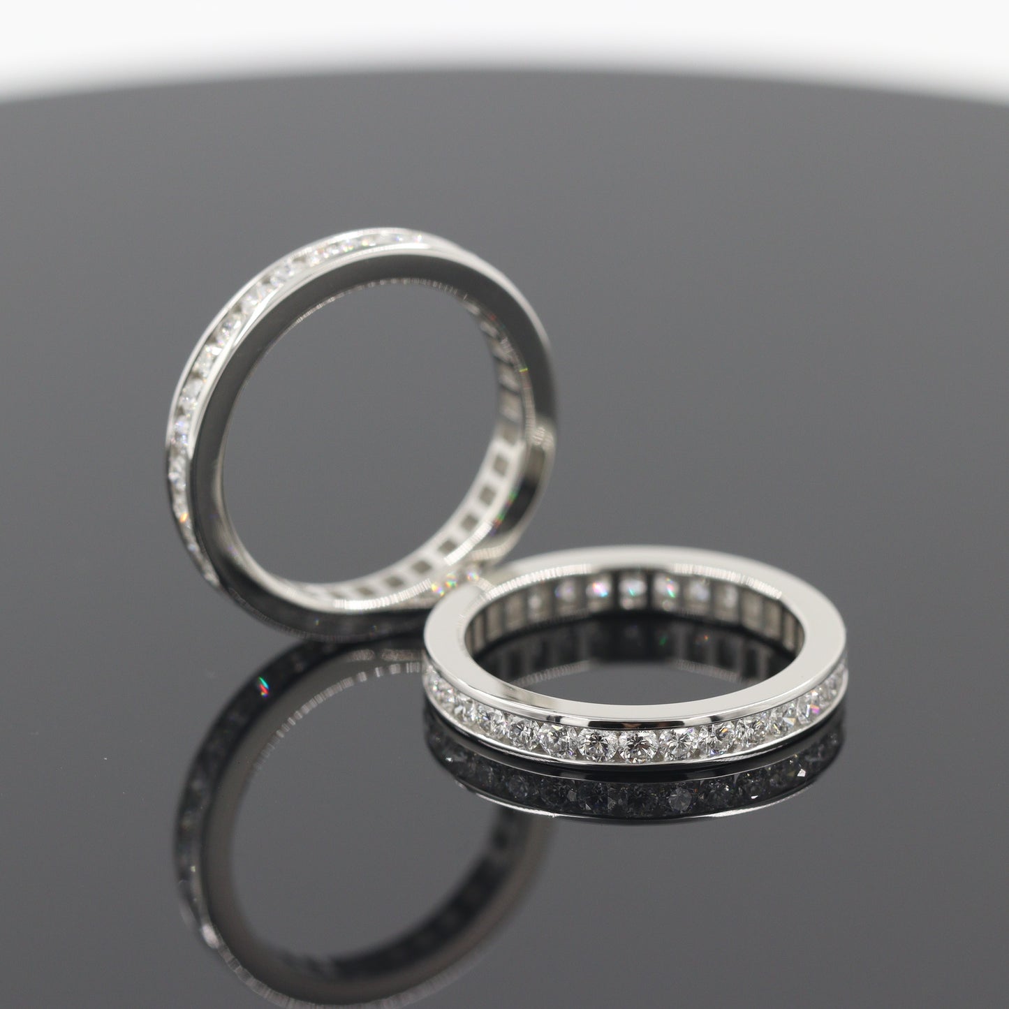 14k Gold Natural Diamond Wedding Band: Full Eternity Round Diamond Channel Set 2.5mm Ring - Anniversary gift