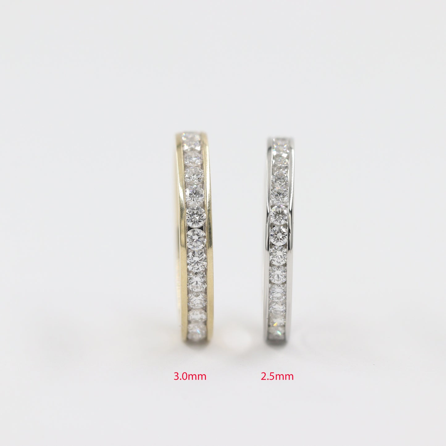 14k Gold Natural Diamond Wedding Band: Full Eternity Round Diamond Channel Set 3.0mm Ring - Anniversary gift