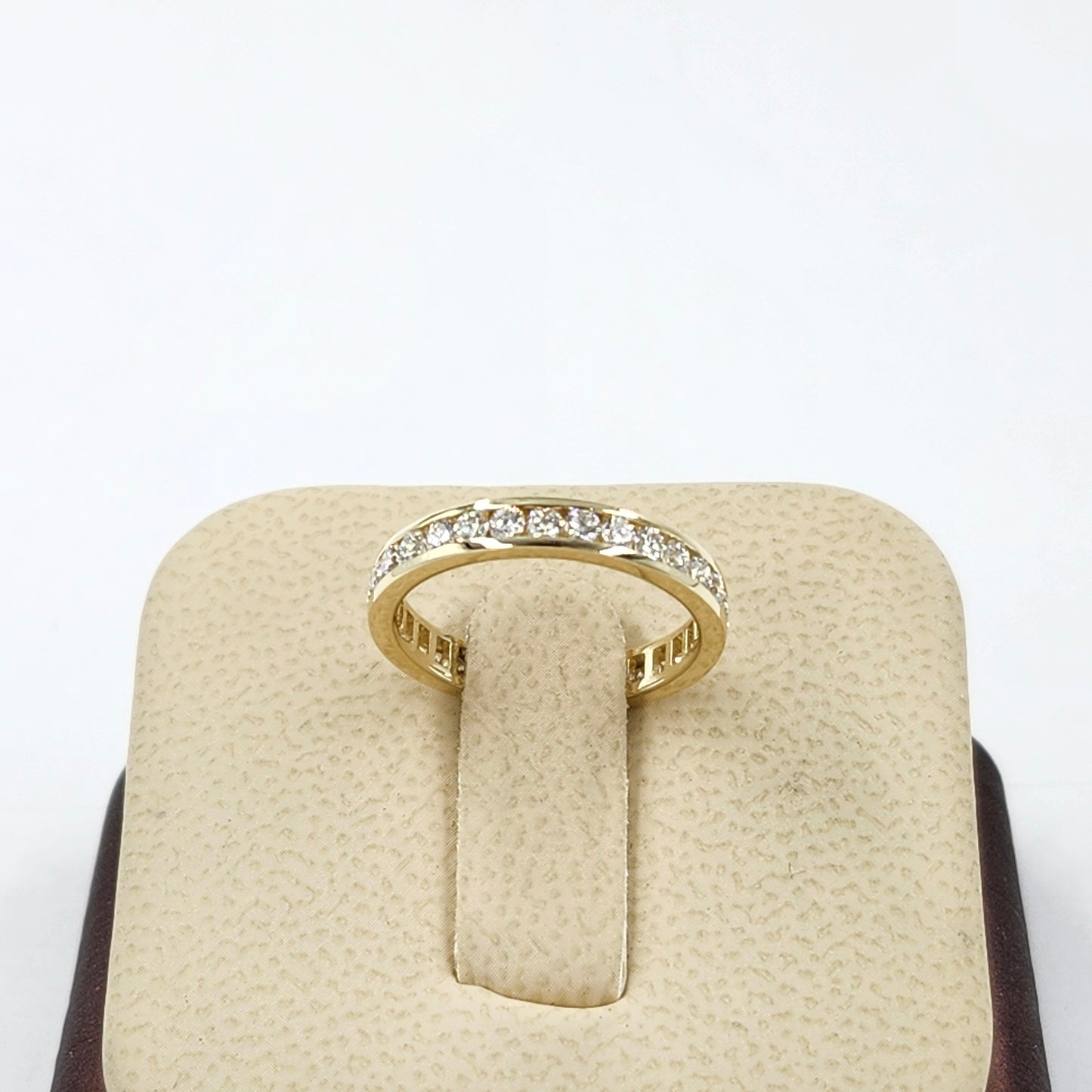 14k Gold Natural Diamond Wedding Band: Full Eternity Round Diamond Channel Set 3.0mm Ring - Anniversary gift